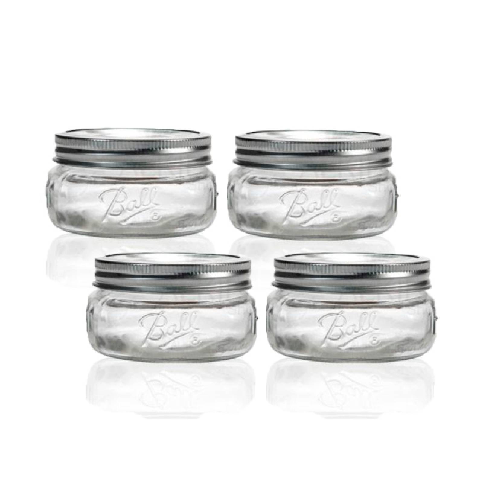 Frasco De Vidrio Con Tapa Mason Jar Collection Elite Boca Ancha 8oz. 4 Piezas