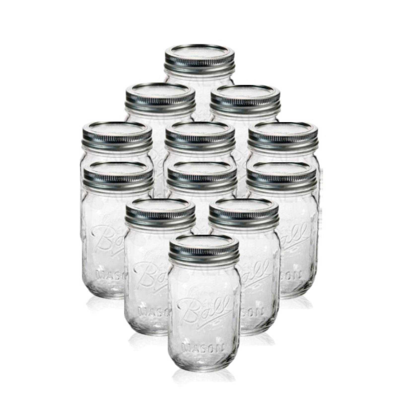 12 Frasco Vidrio Mason Jars Transparente 16oz/473ml Ball