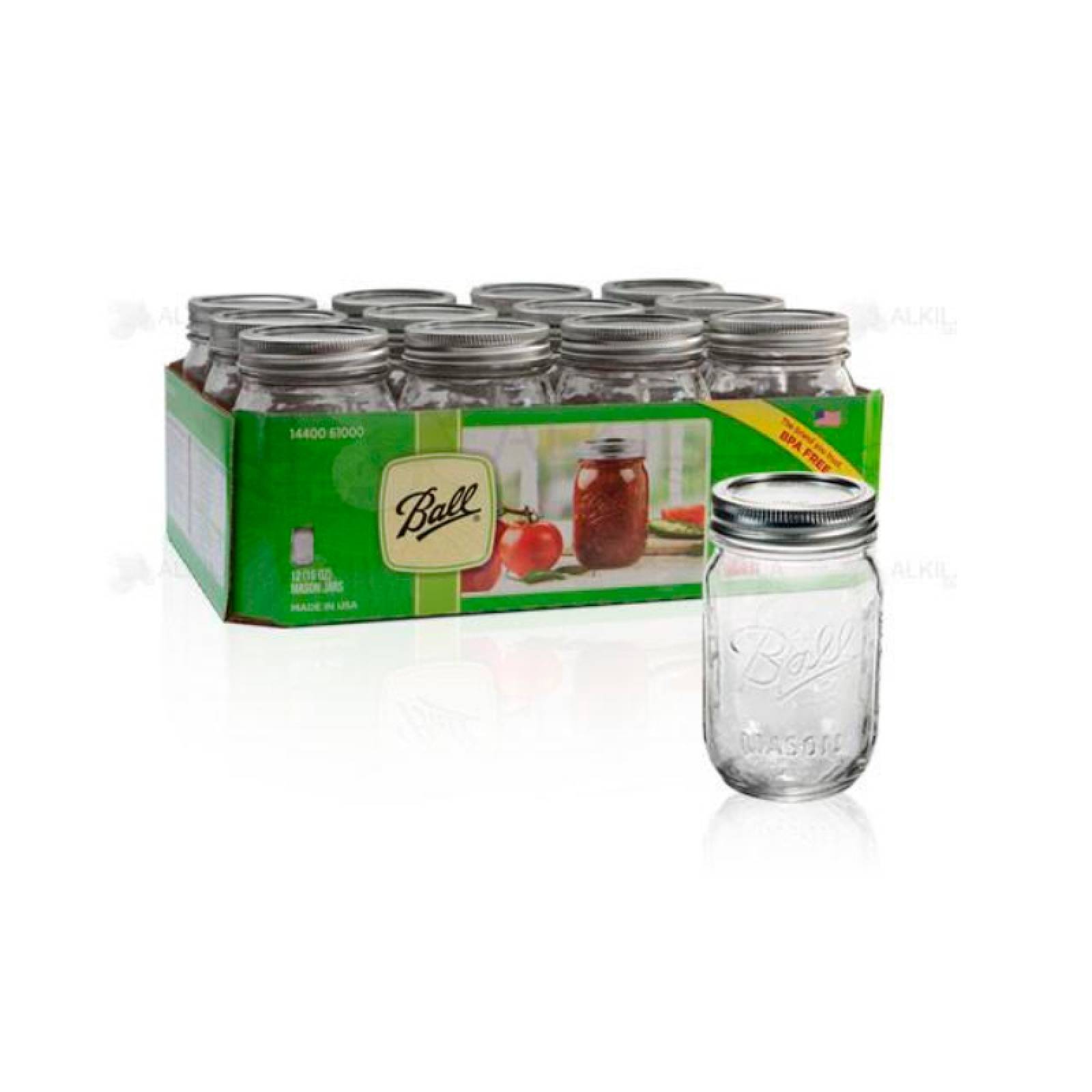 Frasco De Vidrio Con Tapa Mason Jar 16oz Boca Regular 24 piezas