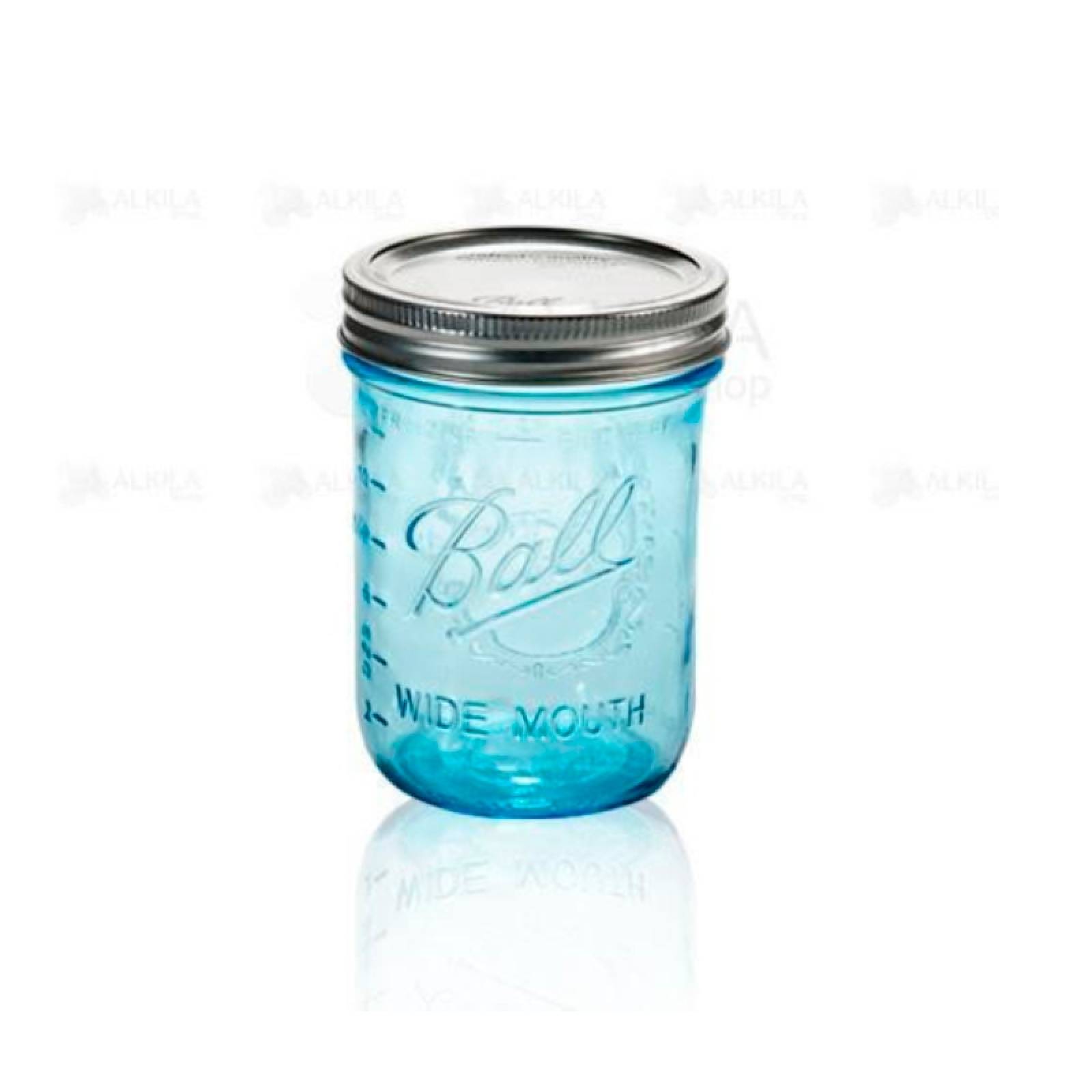 Frasco De Vidrio Con Tapa Elite Collection Azul Mason Jar 16oz Boca Ancha