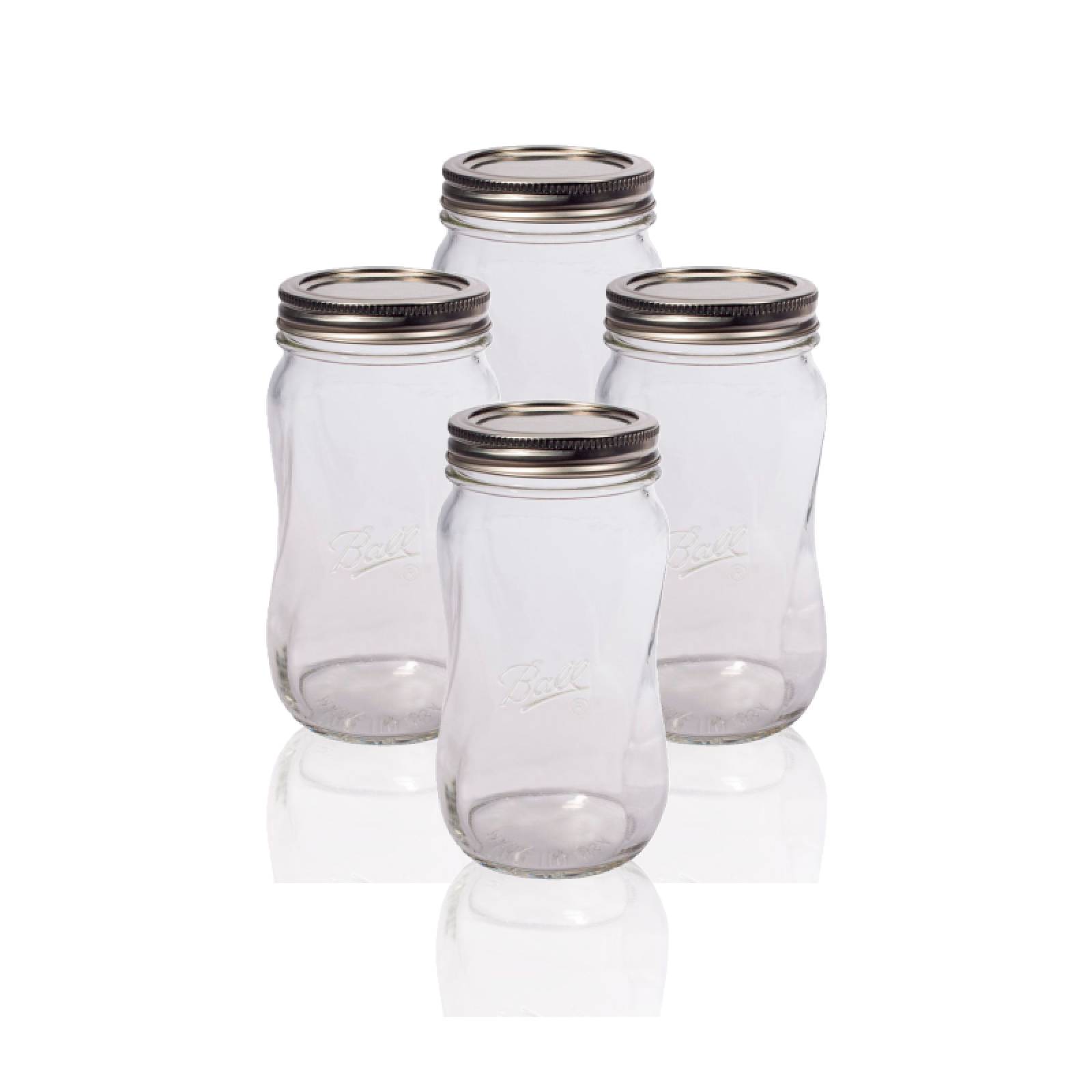 Frasco De Vidrio Con Tapa Collection Design Series SPIRAL Mason Jars Ball 16oz Boca Regular 4 piezas