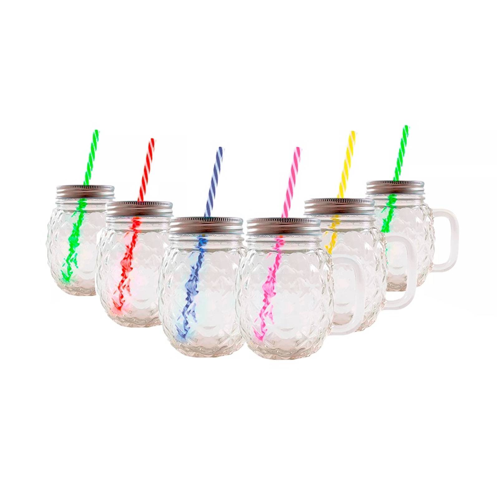 24 Frascos Mason Jars Piña Ice Cold Drink Transparente 16oz
