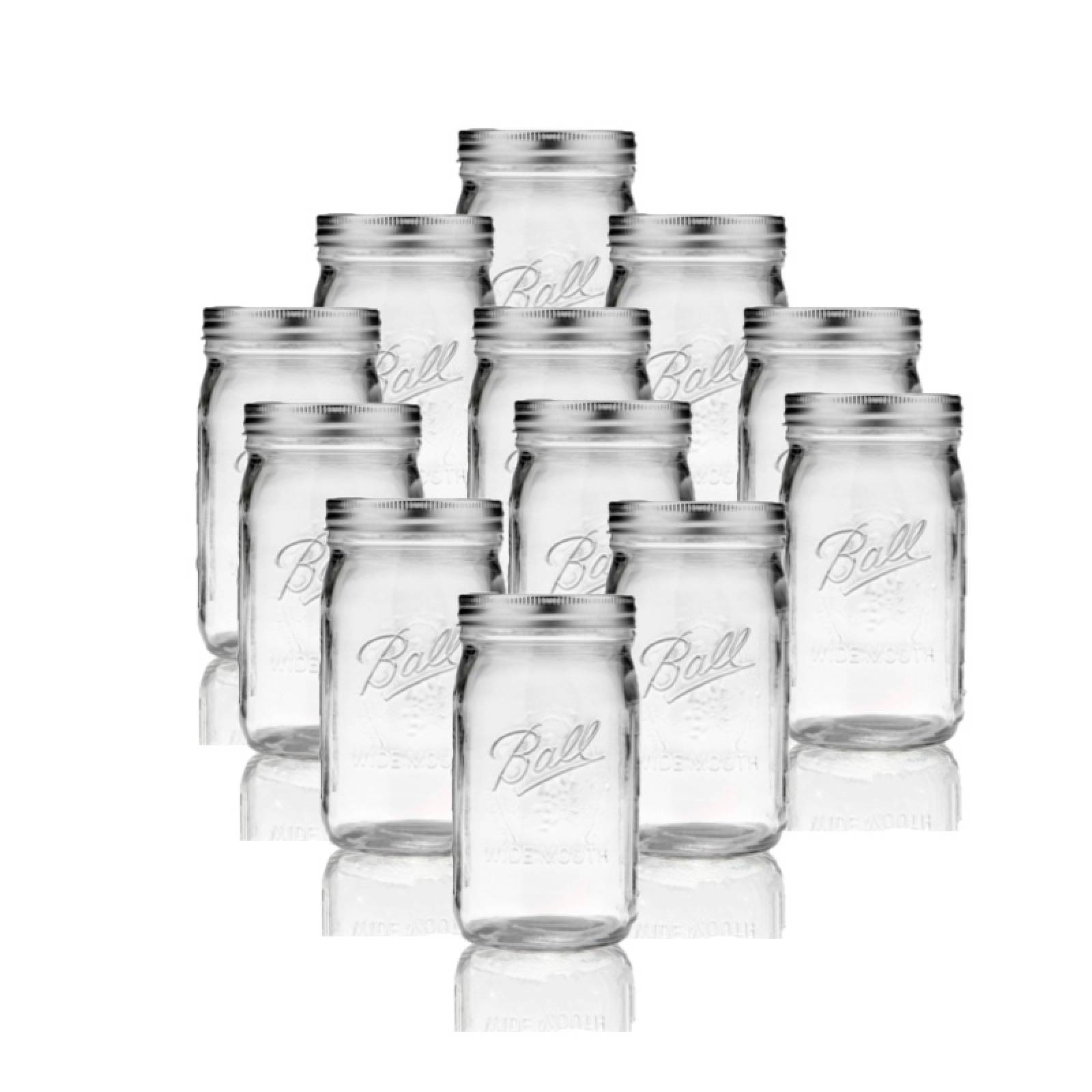 12 Frascos de Vidrio Mason Jars Boca Ancha 32oz/946ml Ball