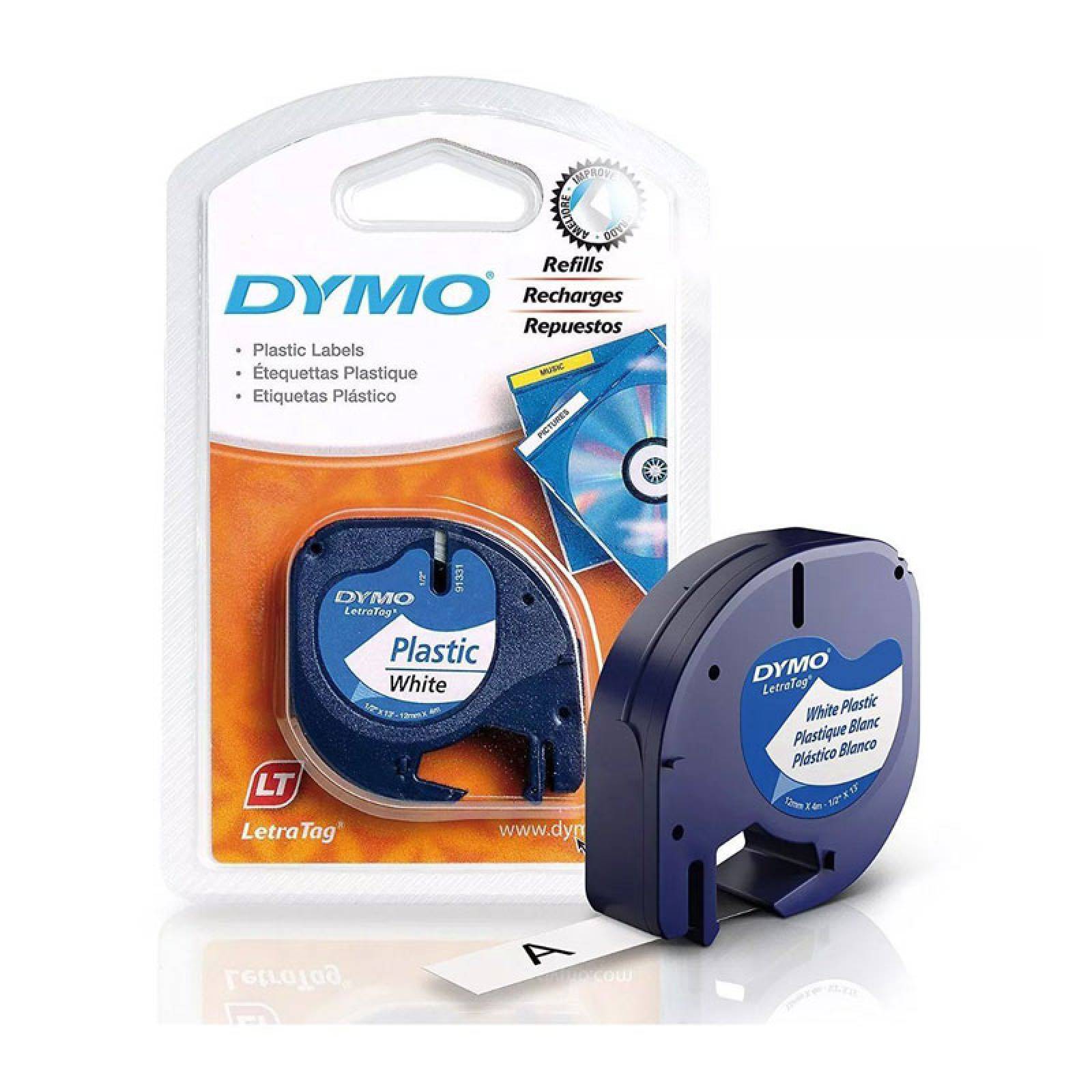 Cinta Etiqueta LT Plastica Blanca 1/2in 12mm Dymo