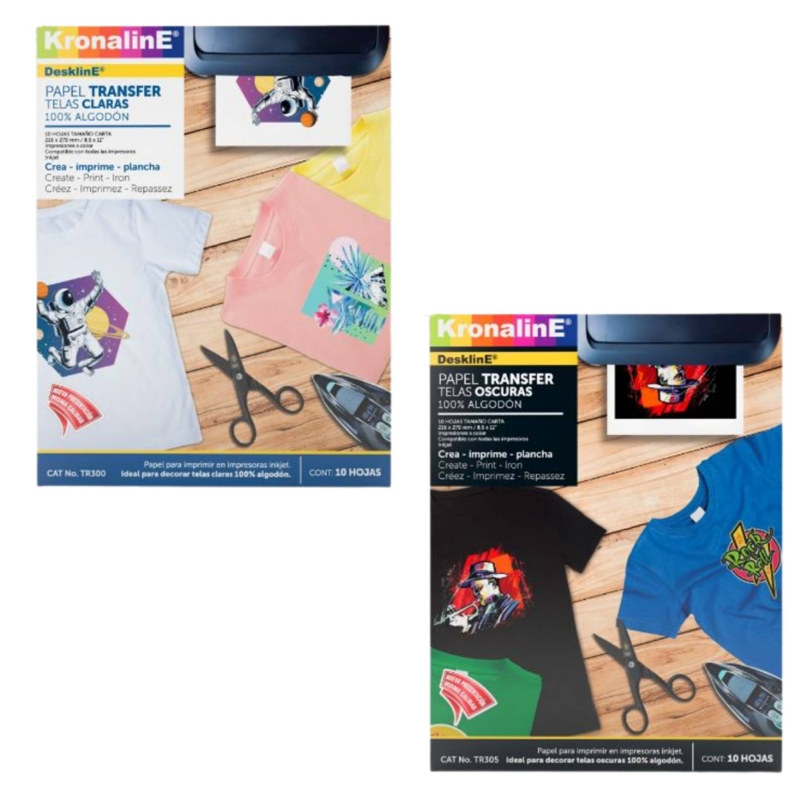 2 Pack Papel Transfer KronalinE 1 oscuro TR305 1 claro TR300