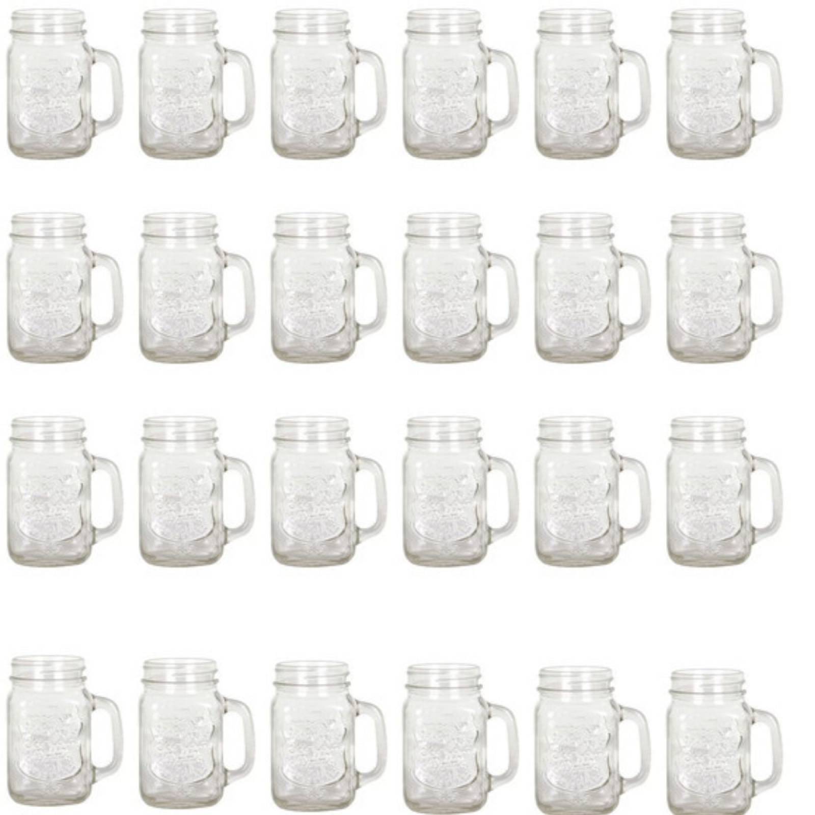 24 pz Frasco de Vidrio Mason Jar Grabado 16oz Sin Tapa