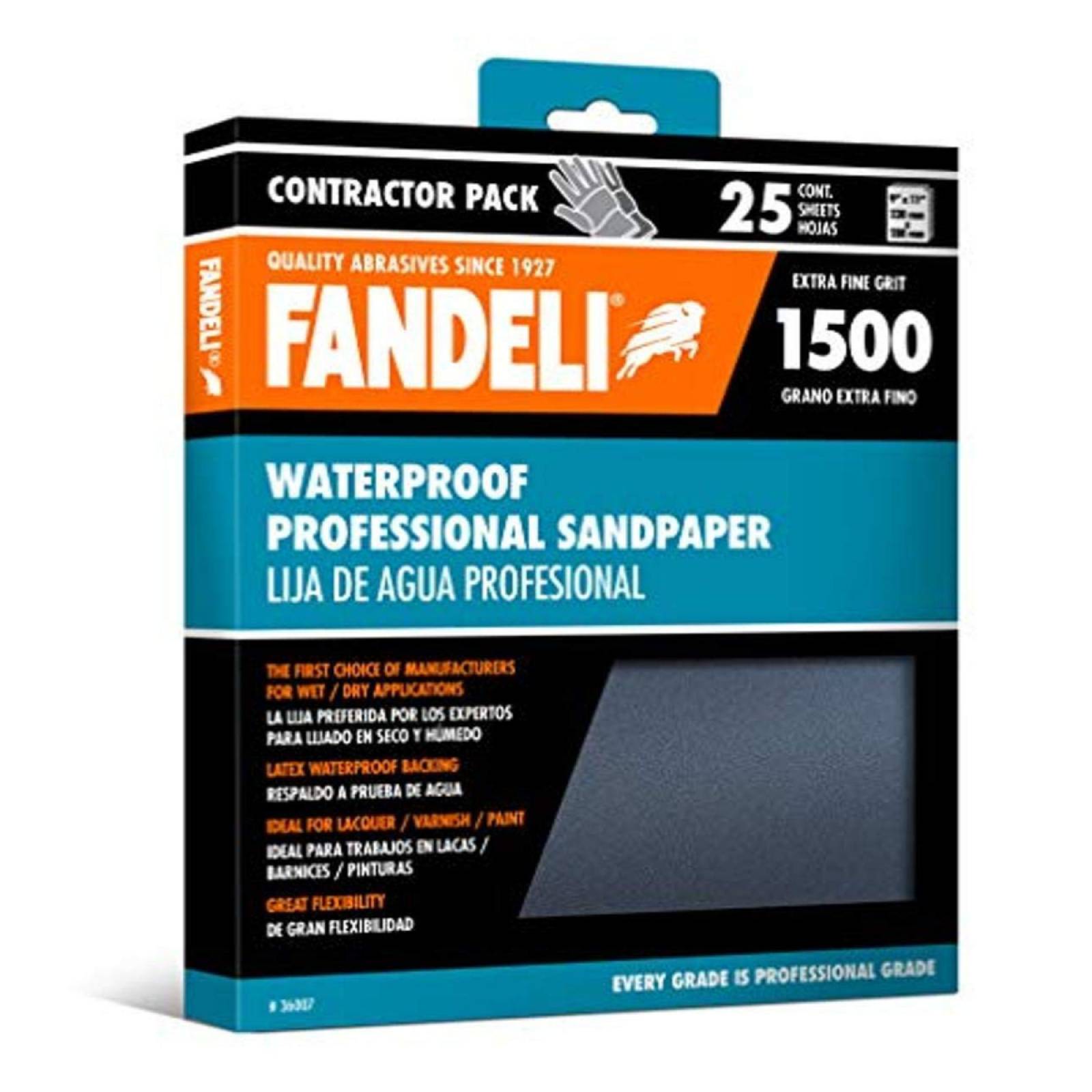 Paquete de 25 Hojas de Lija de Agua Grado 1500 Fanplusyw de 9"x11" 36007Fandeli