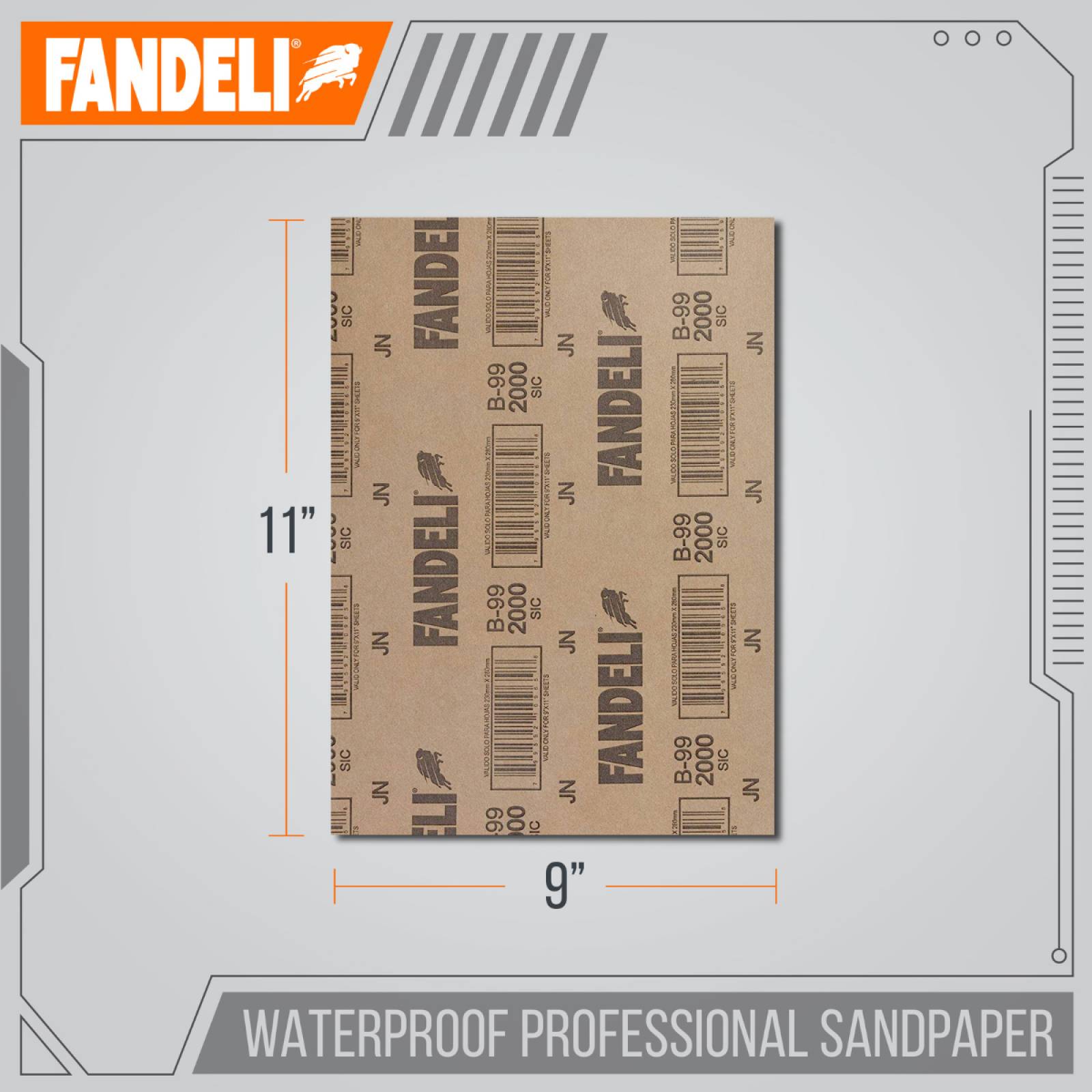 Paquete de 25 Hojas de Lija de Agua Grado 2000 Fanplusyw de 9"x11" 36008 Fandeli