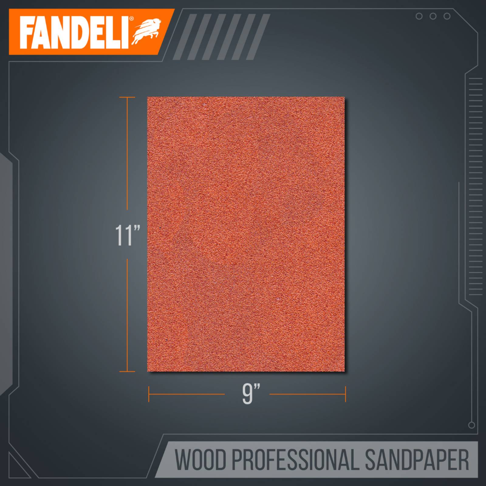 Paquete de 25 Hojas de Lija para Madera Grado Medio de 9"x11" 36011 Fandeli