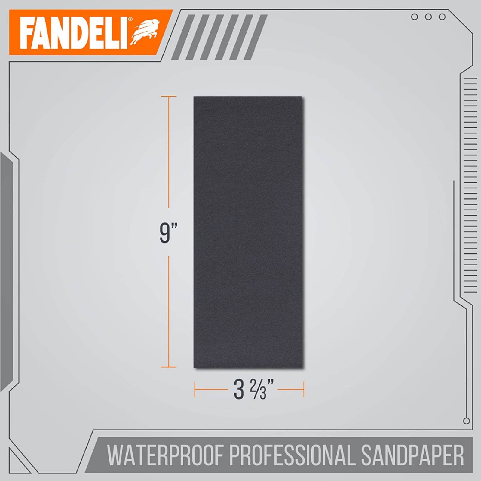 Paquete de 36 Tercios de Hoja de Lija de Agua Grados Surtidos de 9"x 2/3" 36002 Fandeli