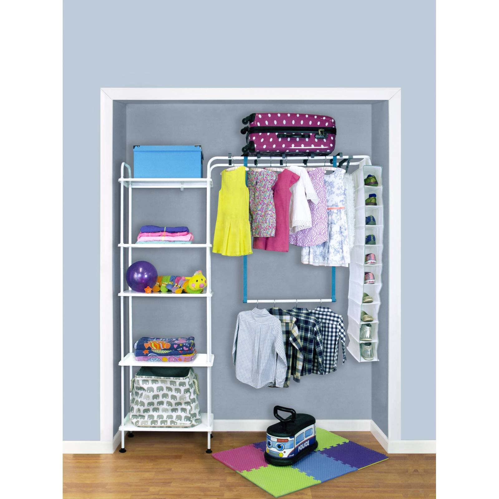 Closet Armable Expandible Konekte 5 Repisas Metal Sólido Resistente con Zapatera color Blanco