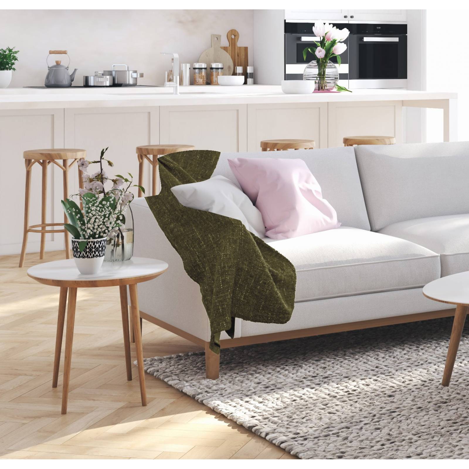 Frazada/Manta Acrílica Suave Color Verde Oscuro - Manor Ridge