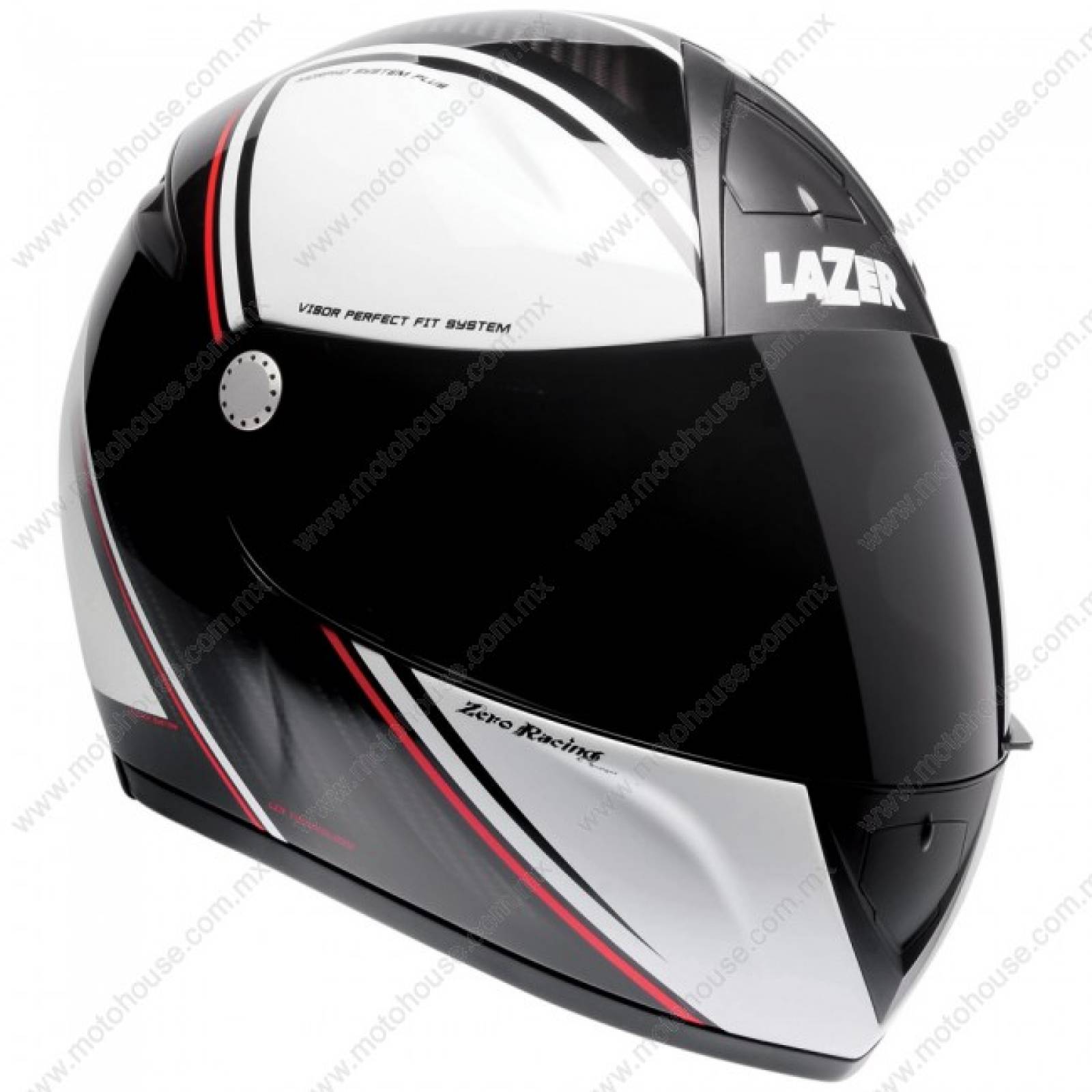 CASCO FALCON Z CARBON BLANCO/ROJO LAZER