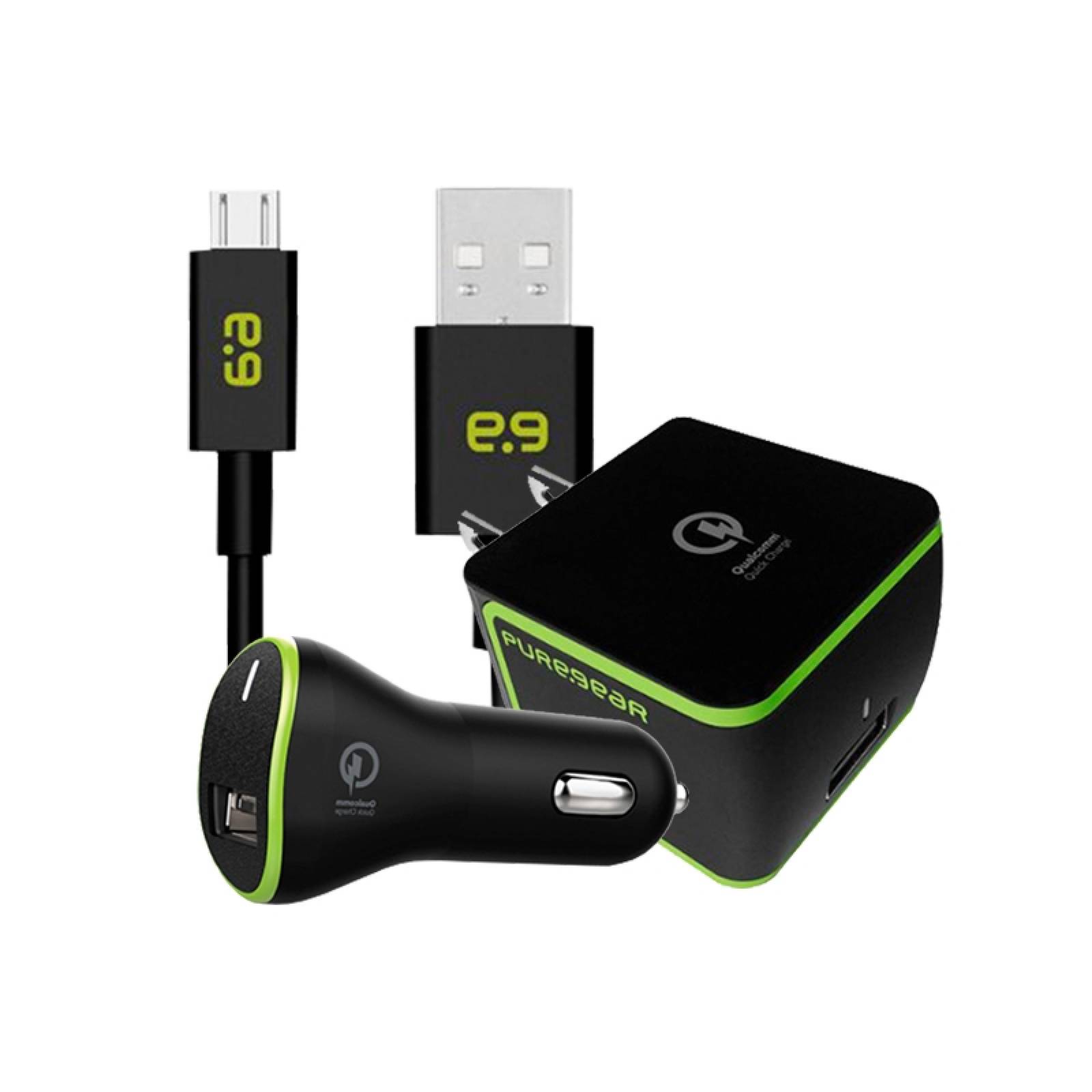 Kit Puregear: Cubo Cargador USB2.0A/Plug In USB2.0A/Cable Micro USB