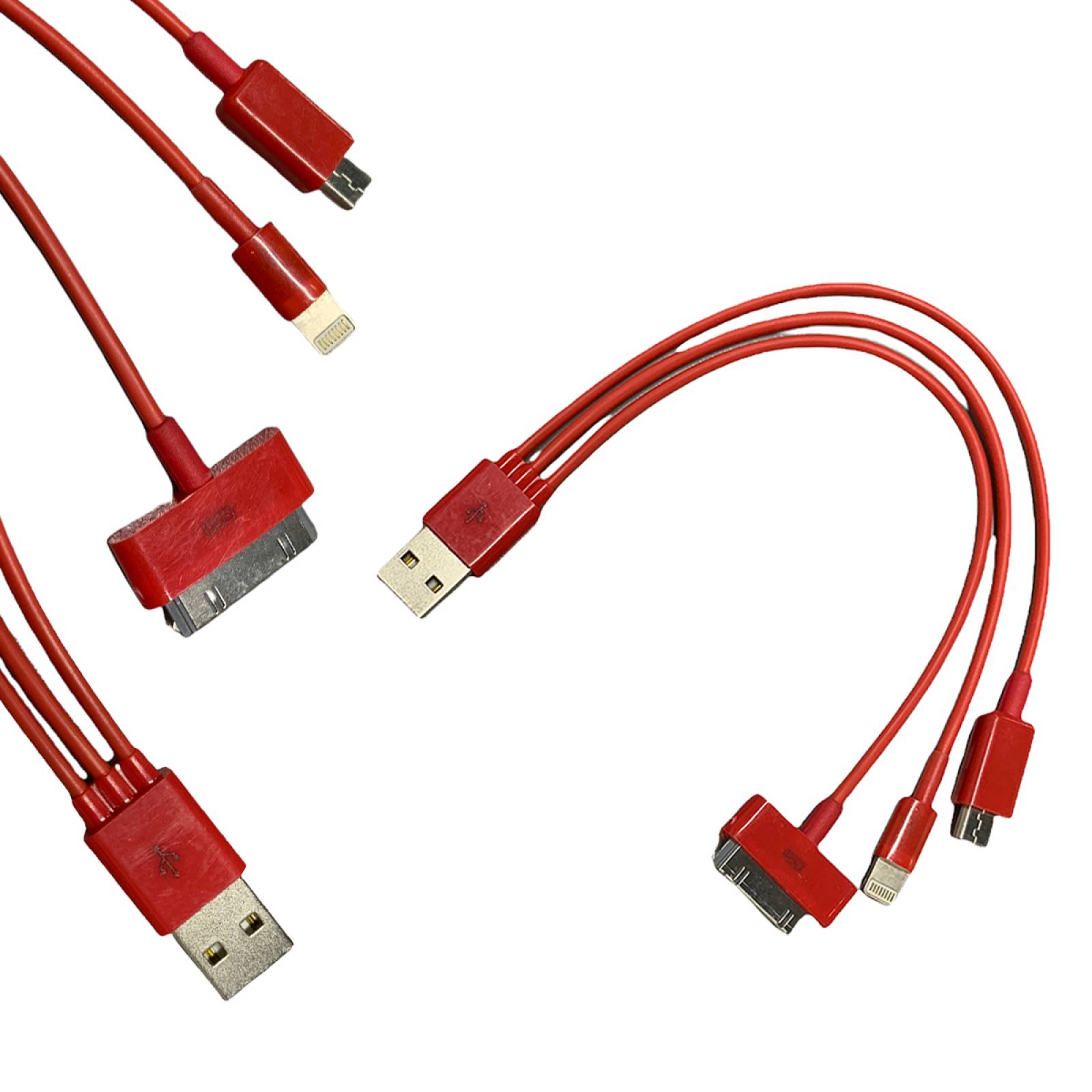 Cable Cargador 3 en 1 V8 Lightning 30 Pin 1 Metro