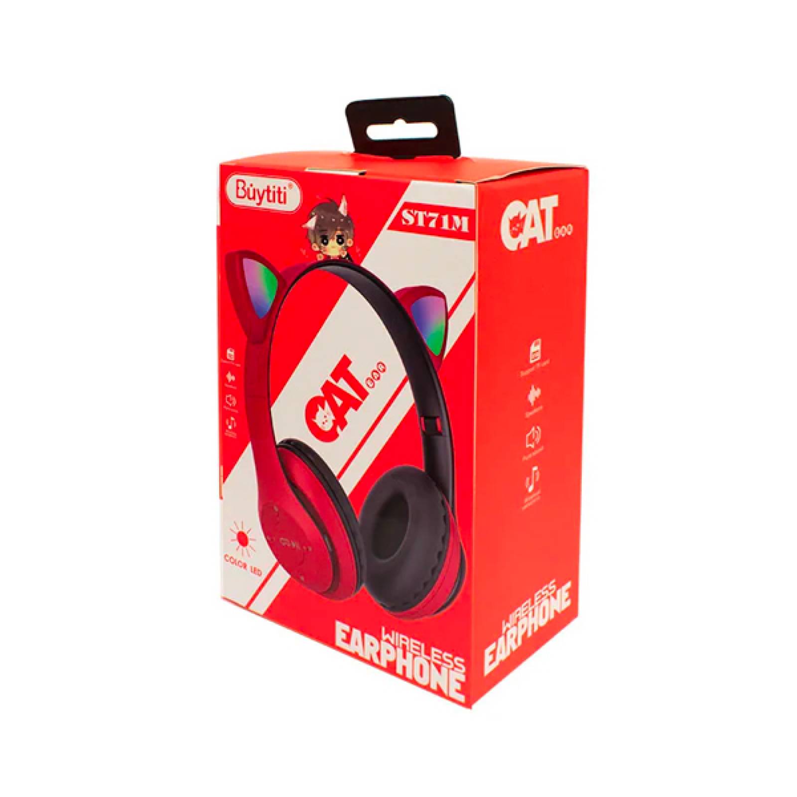 Audifonos Buytiti Bluetooth Diadema Orejas de Gato luz LED