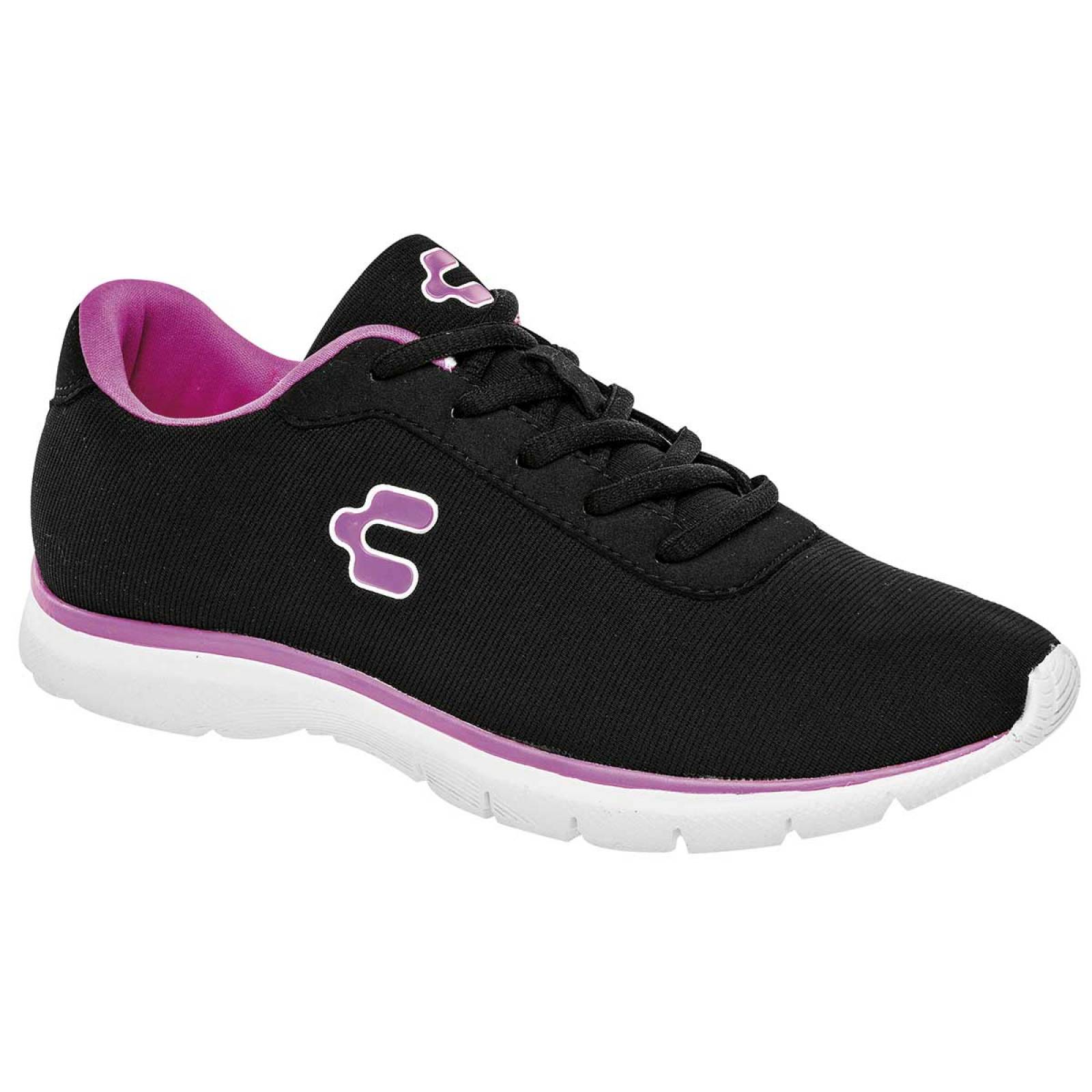 Charly Tenis Mujer Negro fiusha