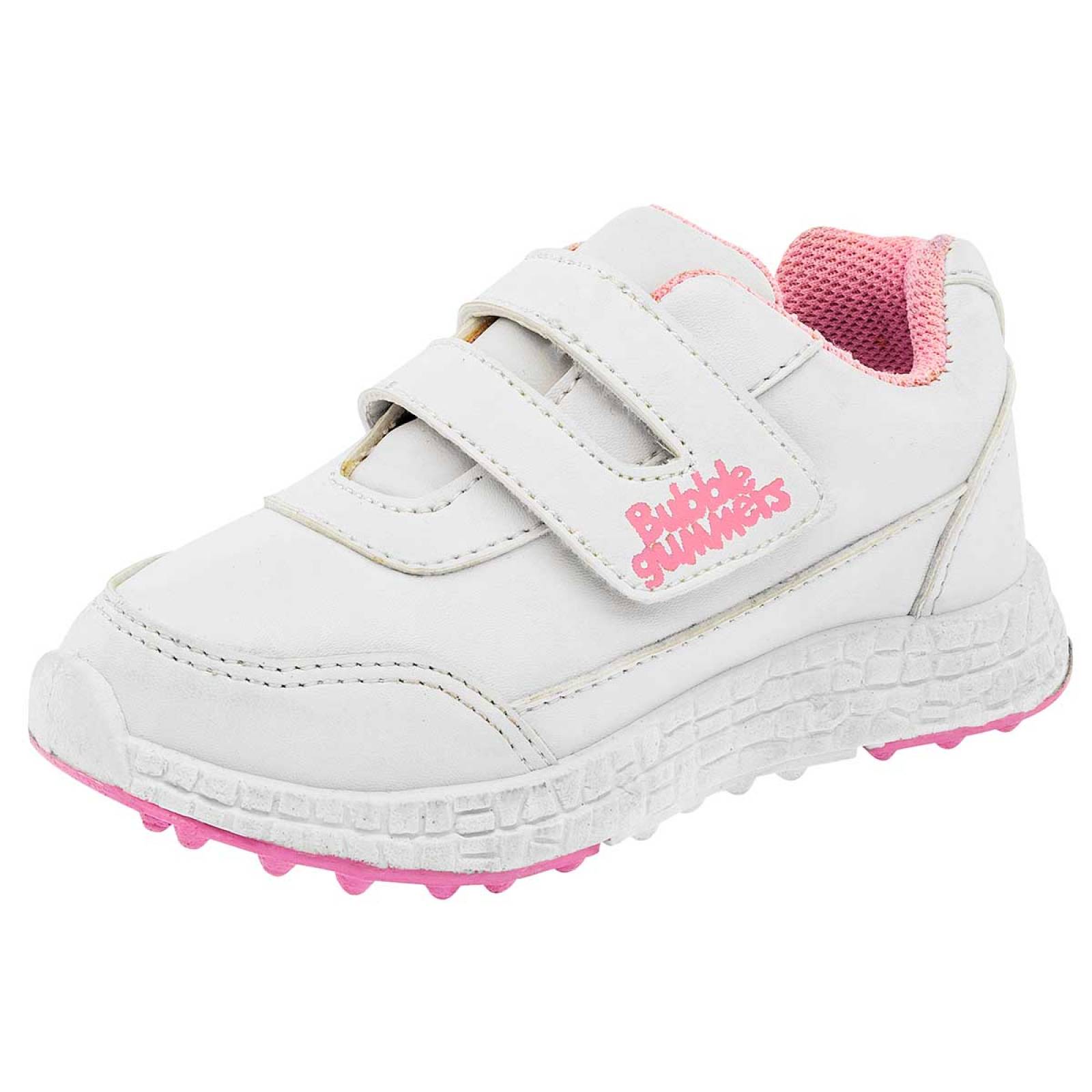 Bubble Gummers  tenis escolar color blanco niña blanco rosa codigo 896151