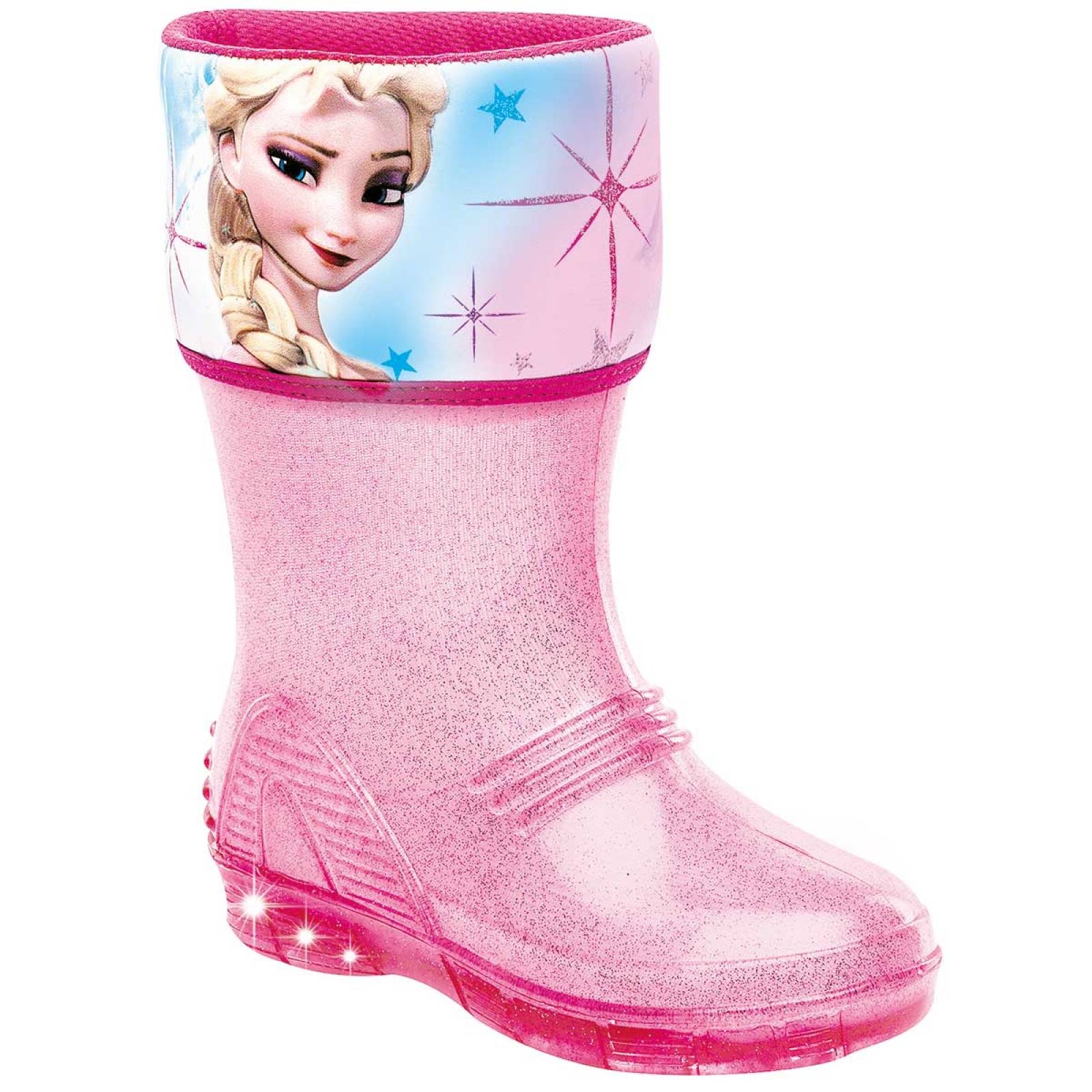 Sandak bota para lluvia frozen ni a rosa azul con luces e