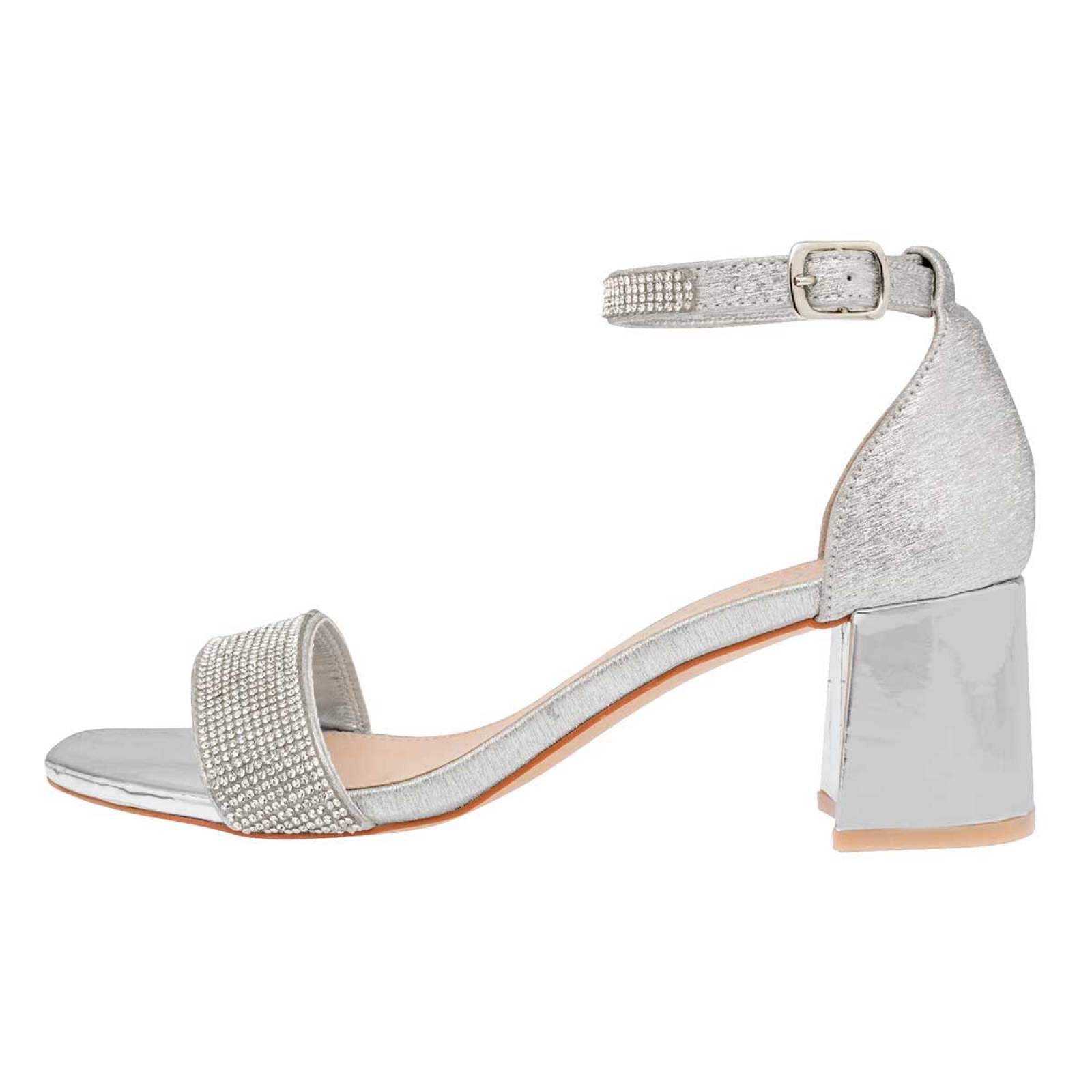 Clasben Zapatillas de fiesta para mujer plata, codigo 108421-1