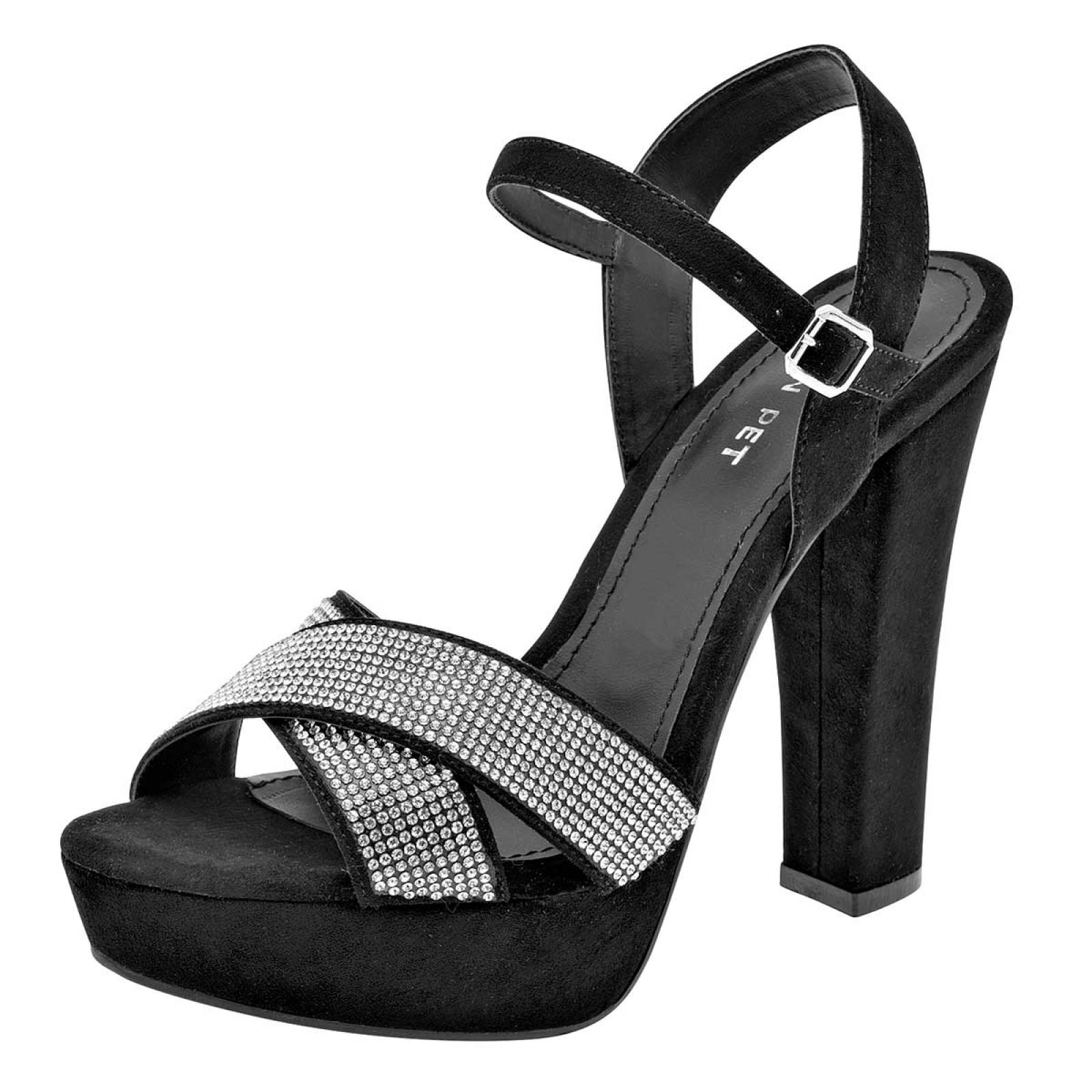 Jean Pet Zapatos para mujer negro plata, codigo 108842-1