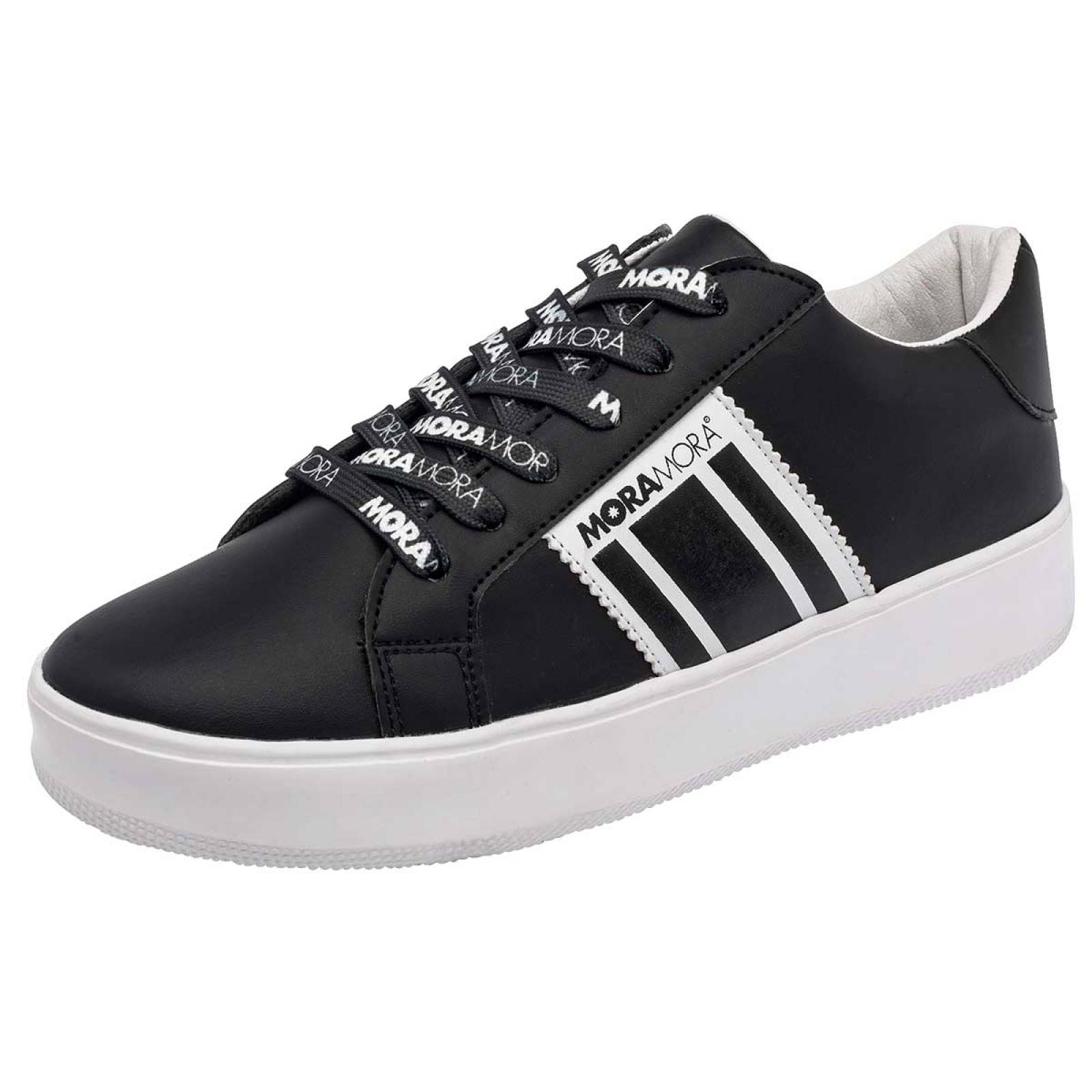 Moramora Tenis urbano para mujer negro blanco, codigo 109094-1