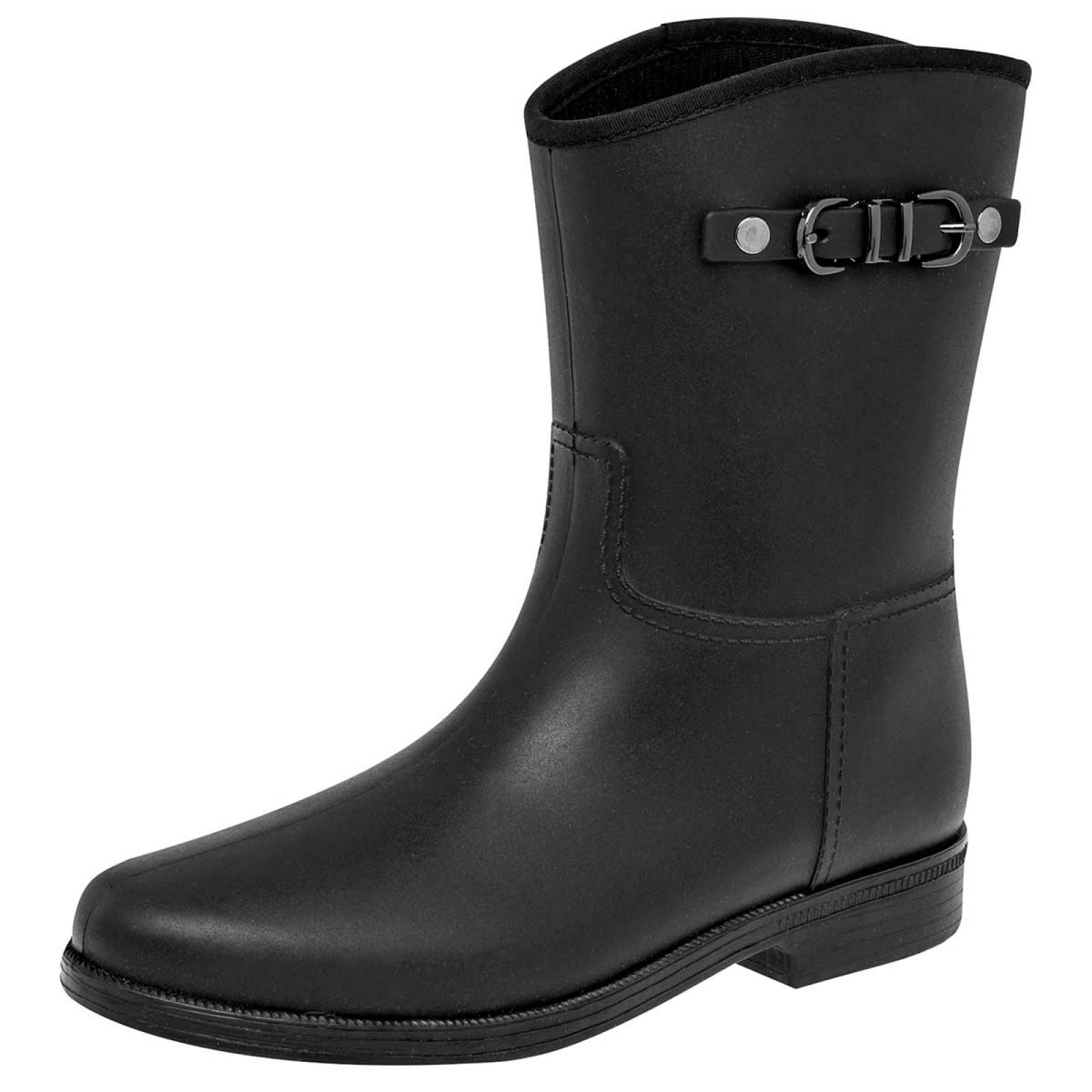 Top Moda Botas de lluvia para mujer negro impermeable, codigo 105403-1
