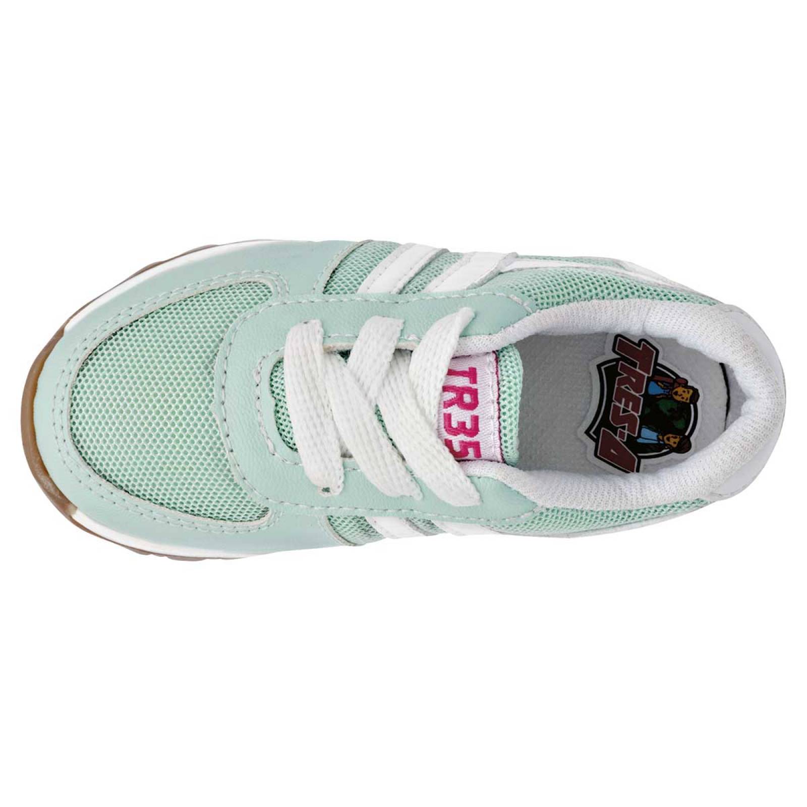 Tres A Tenis para bebé niña verde blanco, codigo 109431-1