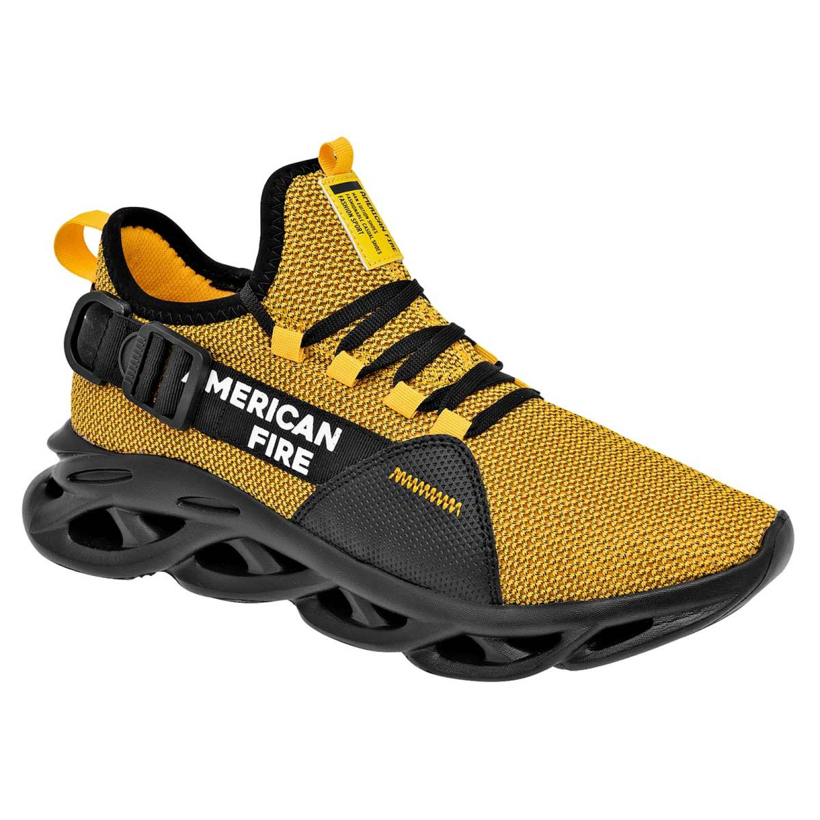 American Tenis deportivo para hombre amarillo negro, codigo 104141-2