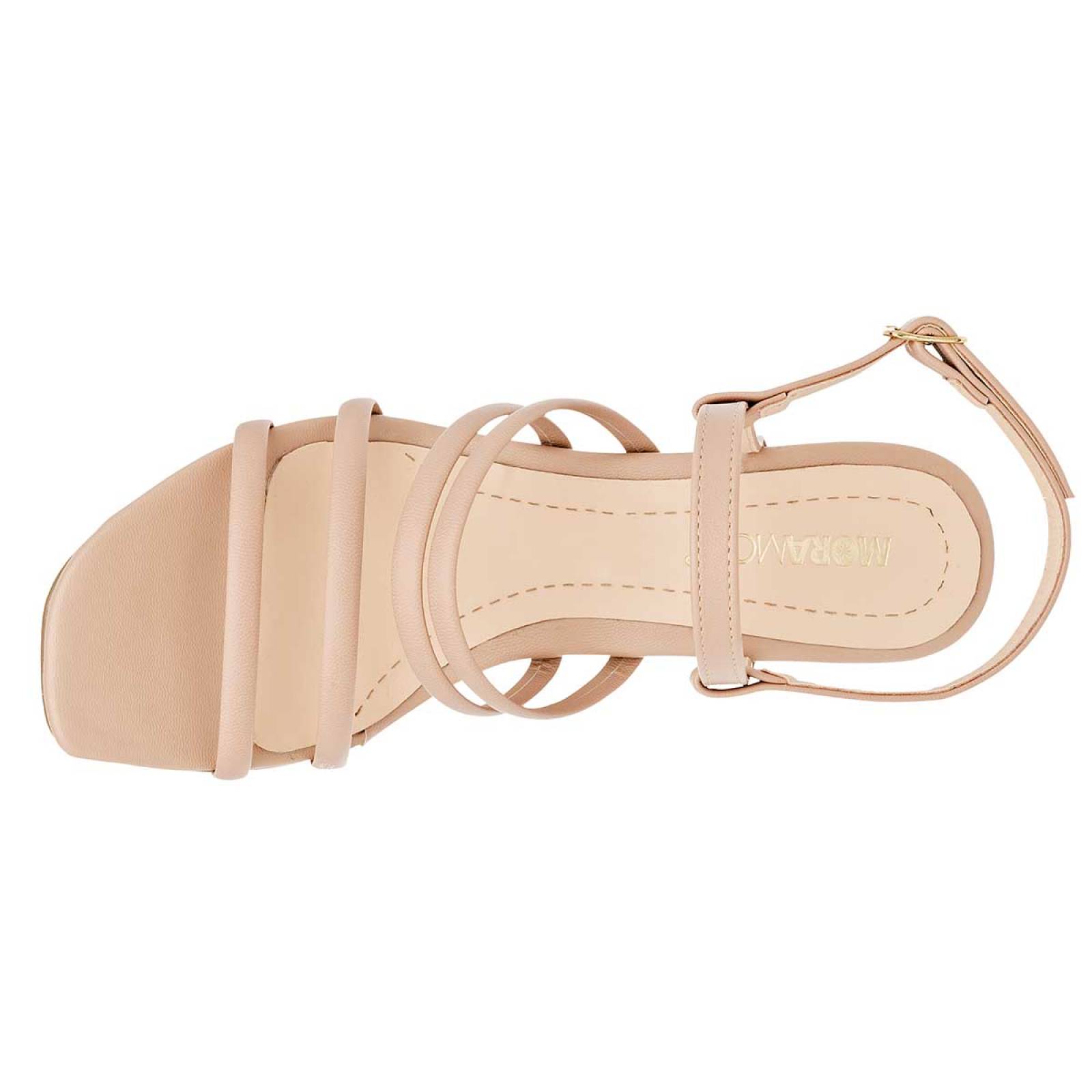 Moramora zapatilla color beige con pulsera ajustable y correas decorativas, cod 109084