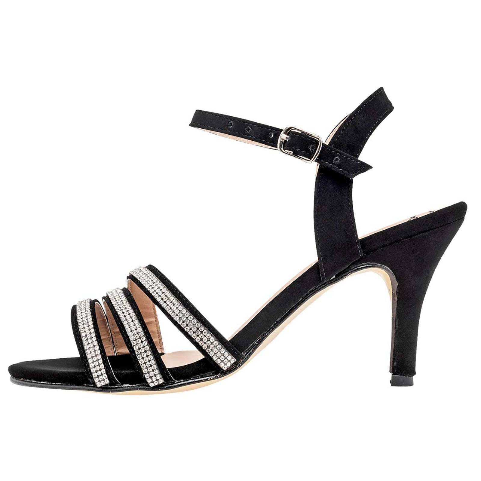 Mary Cecy zapatilla negra con pedrería de fantasía y pulsera ajustable, cod 112513