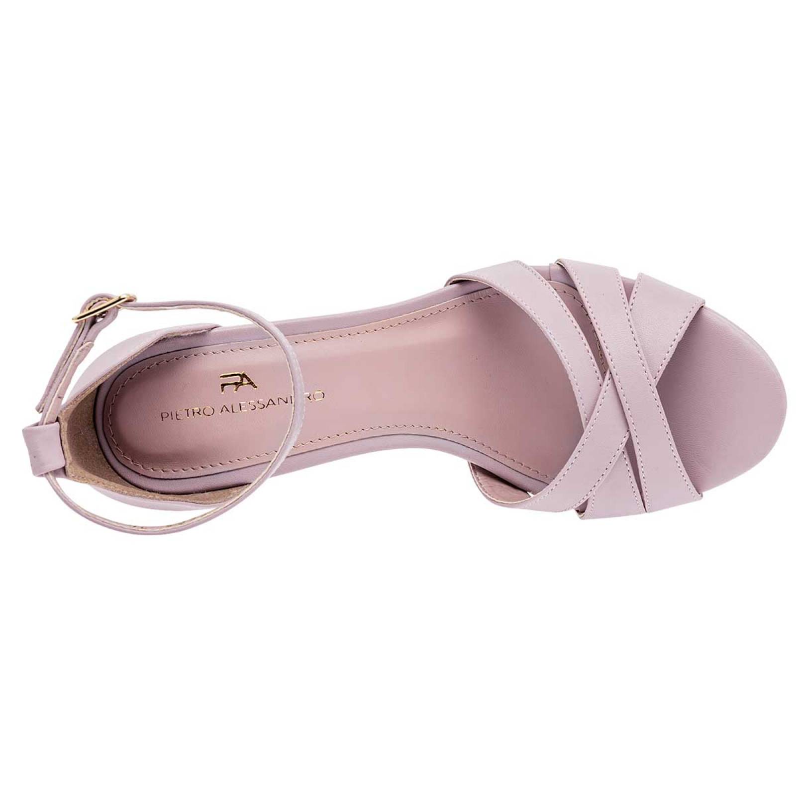 Pietro Alessandro zapatillas color rosa con pulsera ajustable y tacón cuadrado, cod 112707