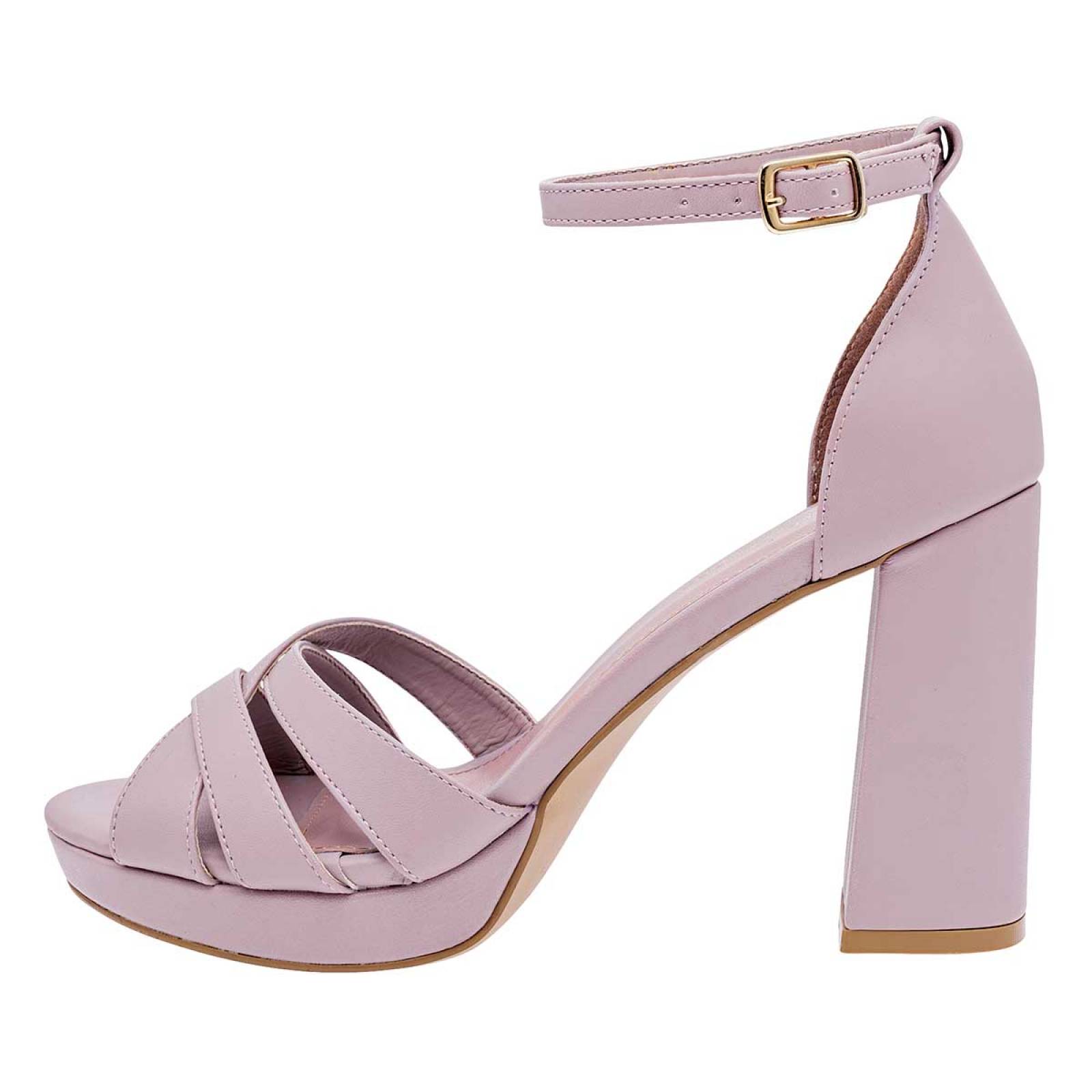 Pietro Alessandro zapatillas color rosa con pulsera ajustable y tacón cuadrado, cod 112707