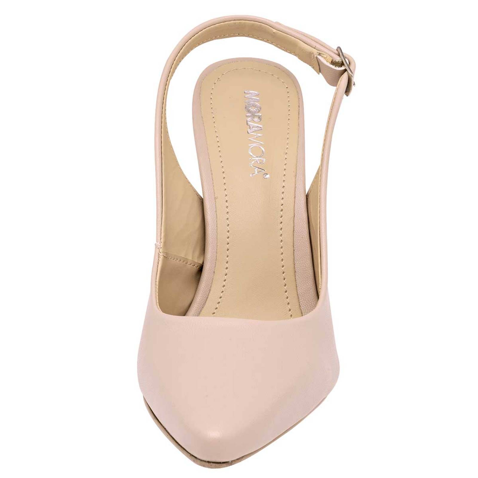 Moramora zapatilla color beige con pulsera ajustable y tacón de aguja, cod 113534