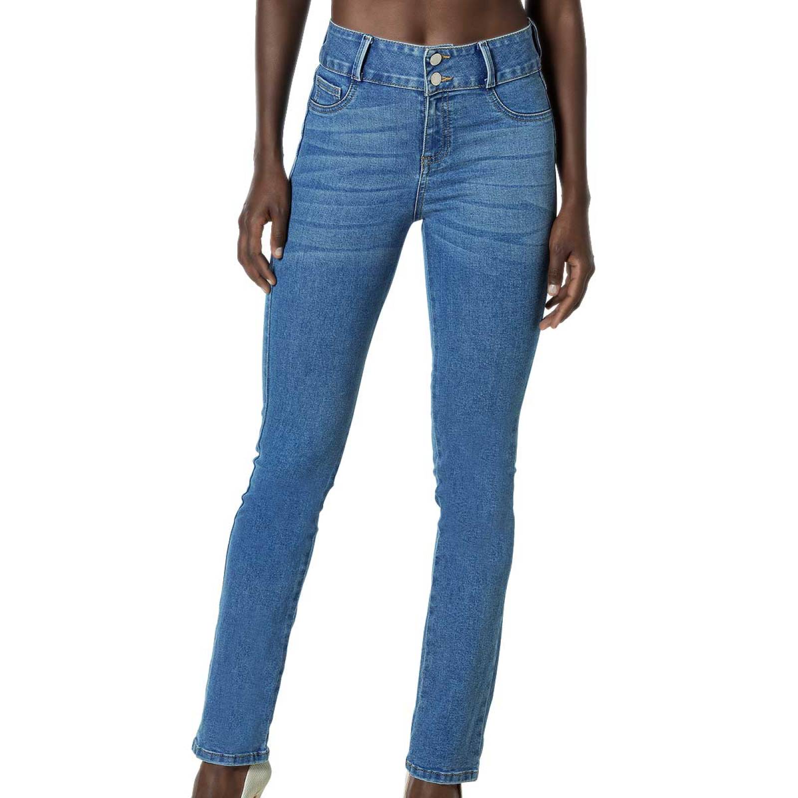 Felker Jeans para mujer azul cintura alta levanta pompas corte recto cdigo 1179451