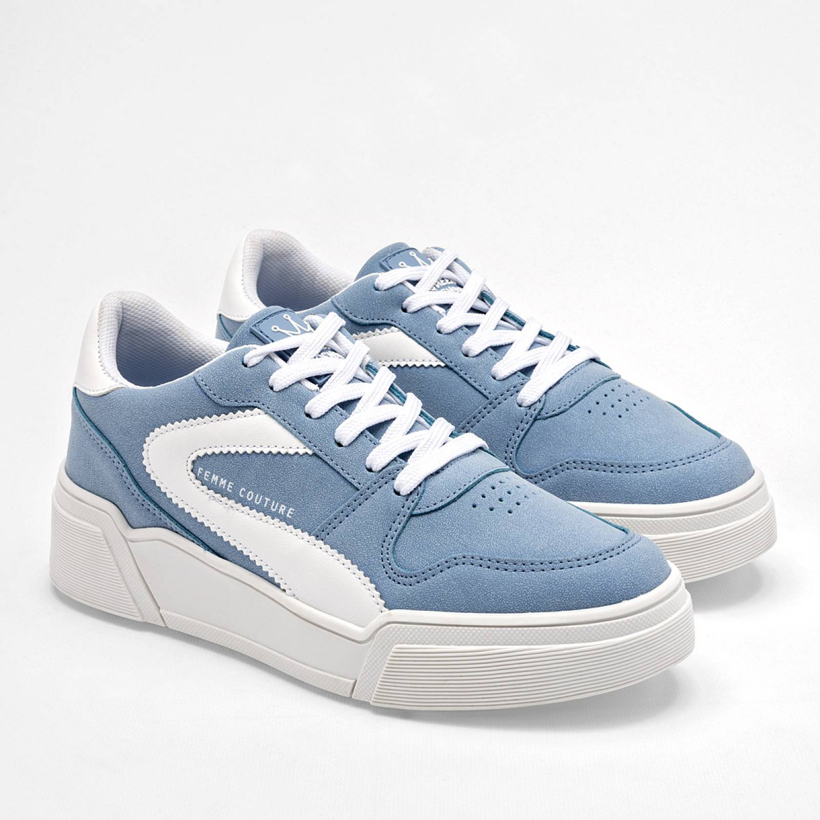 Clasben Tenis urbano para mujer azul blanco Codigo 124664E