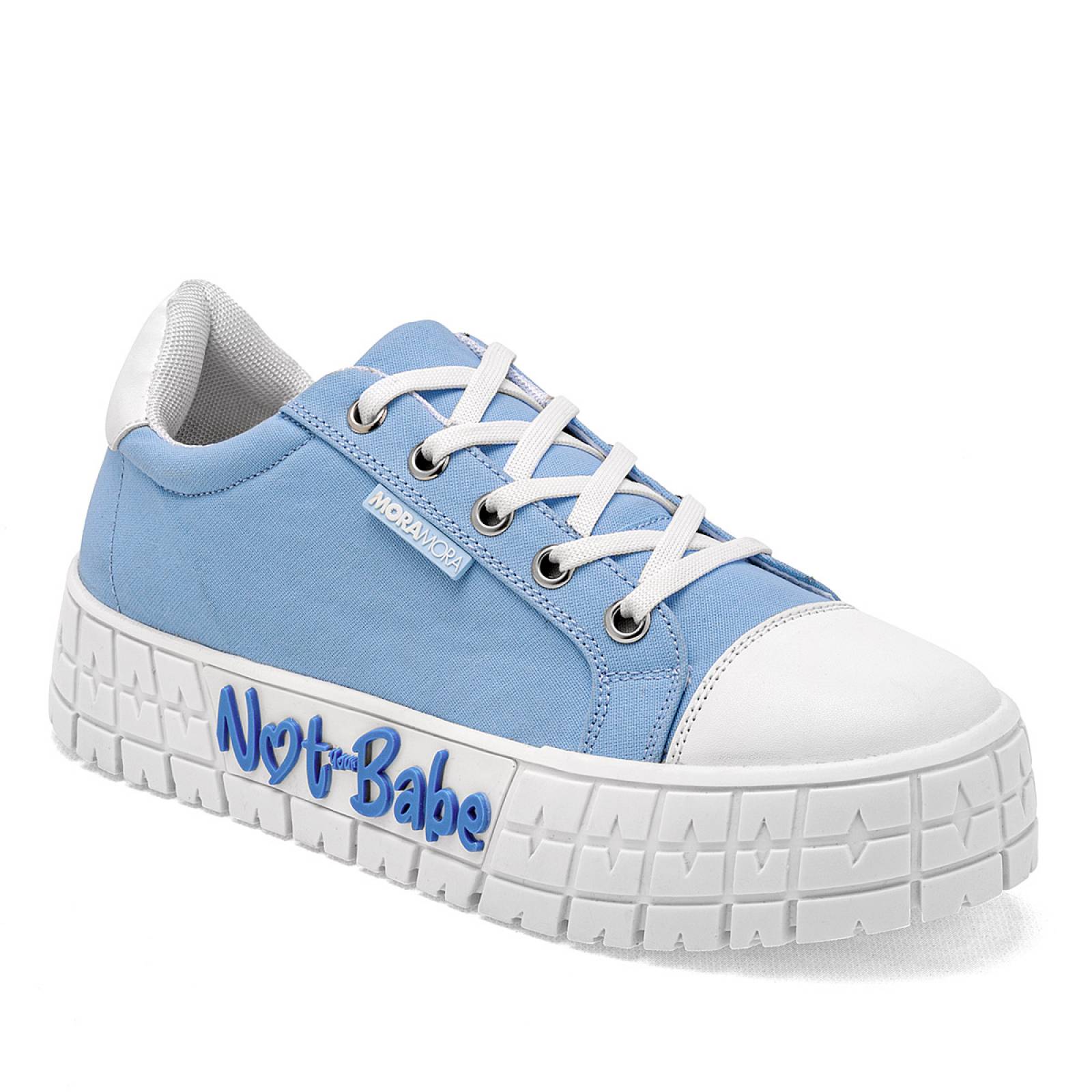 Moramora Tenis urbano para mujer azul blanco Codigo 125505E