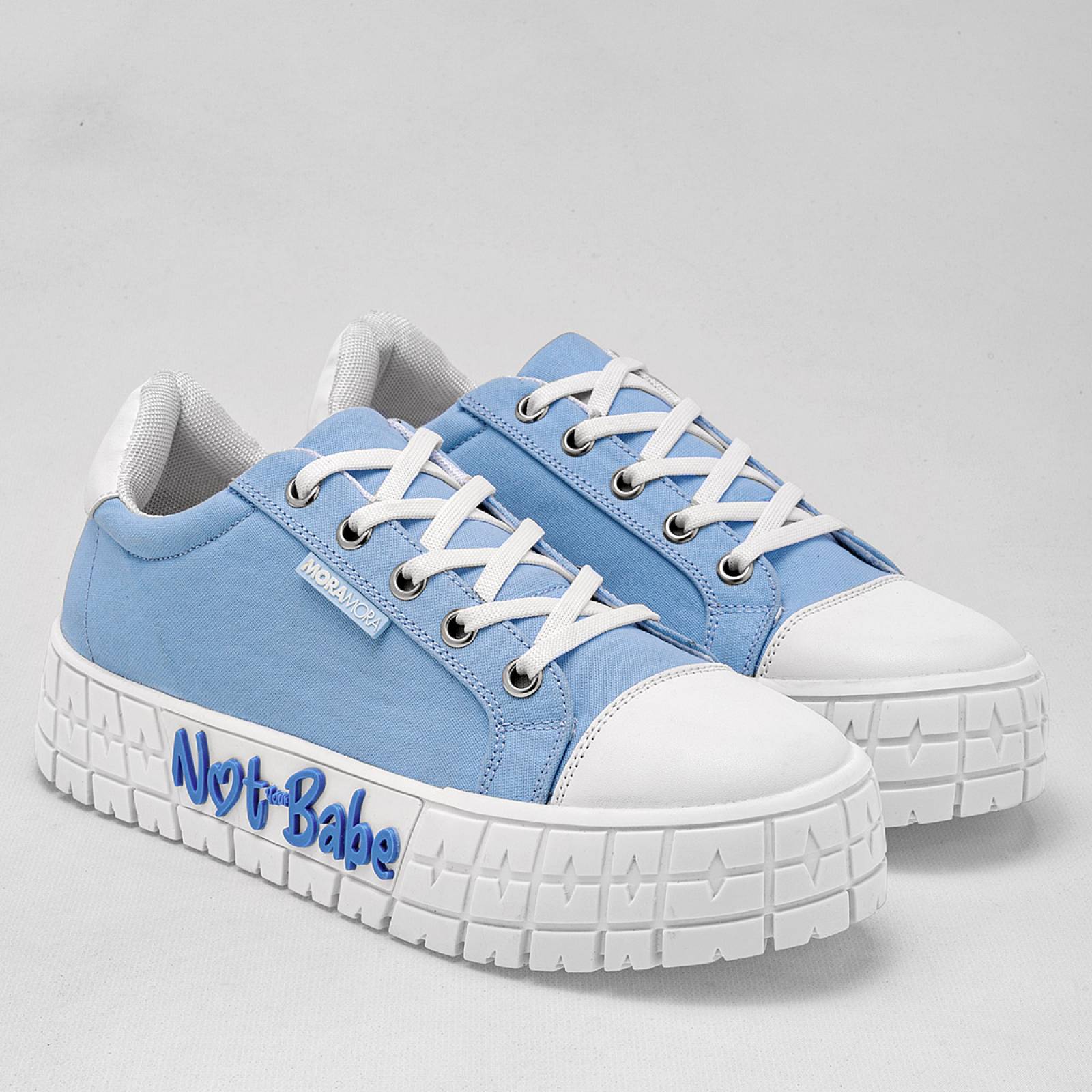 Moramora Tenis urbano para mujer azul blanco Codigo 125505E
