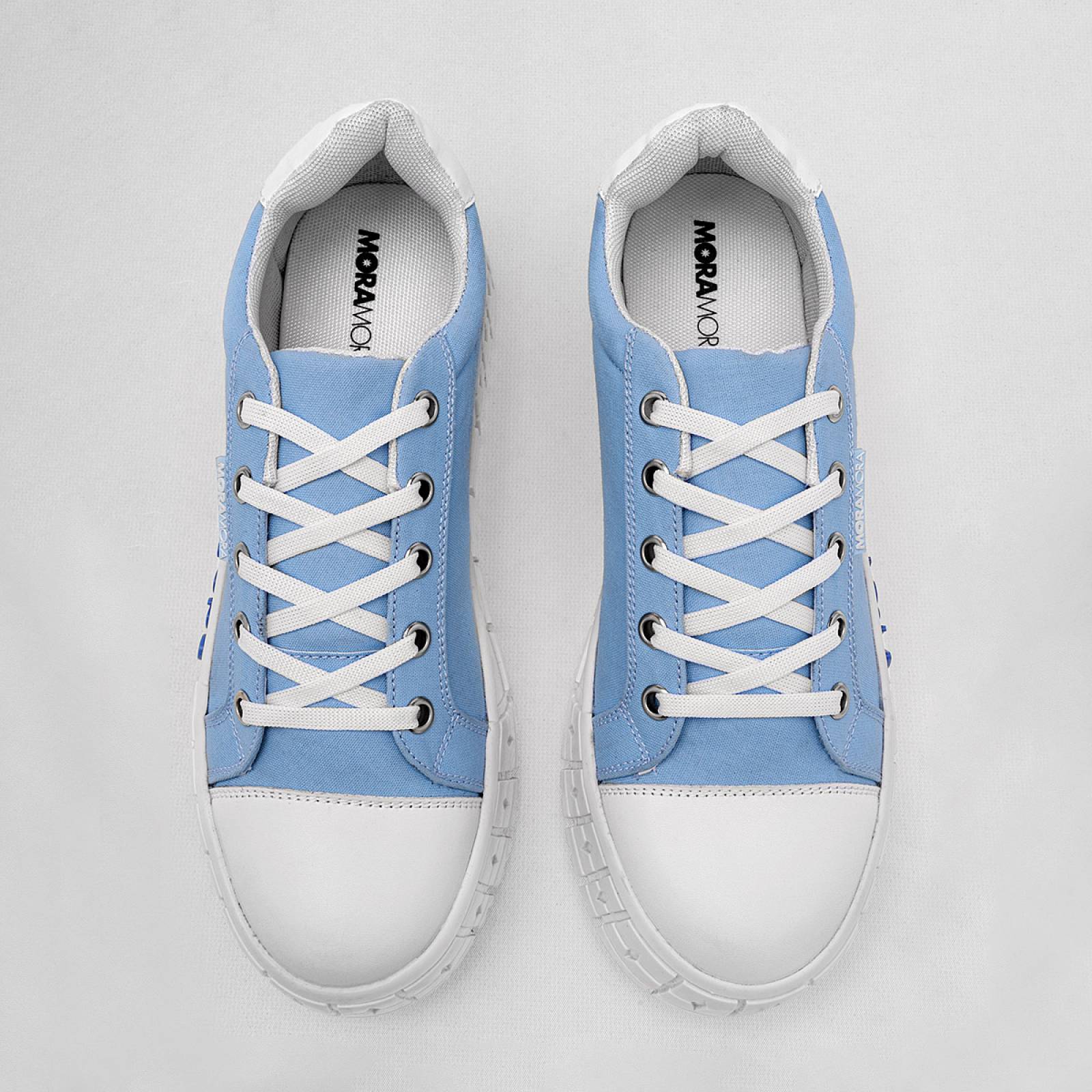 Moramora Tenis urbano para mujer azul blanco Codigo 125505E