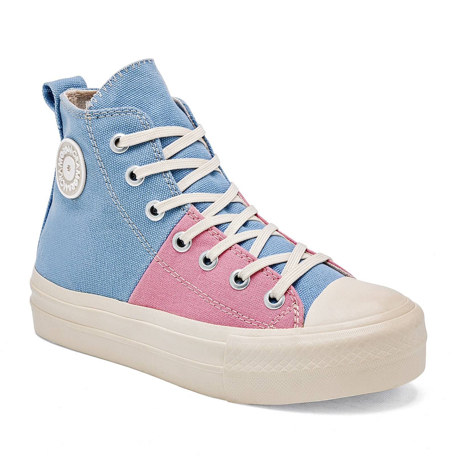 Moramora Tenis urbano para mujer azul rosa Codigo 125507E