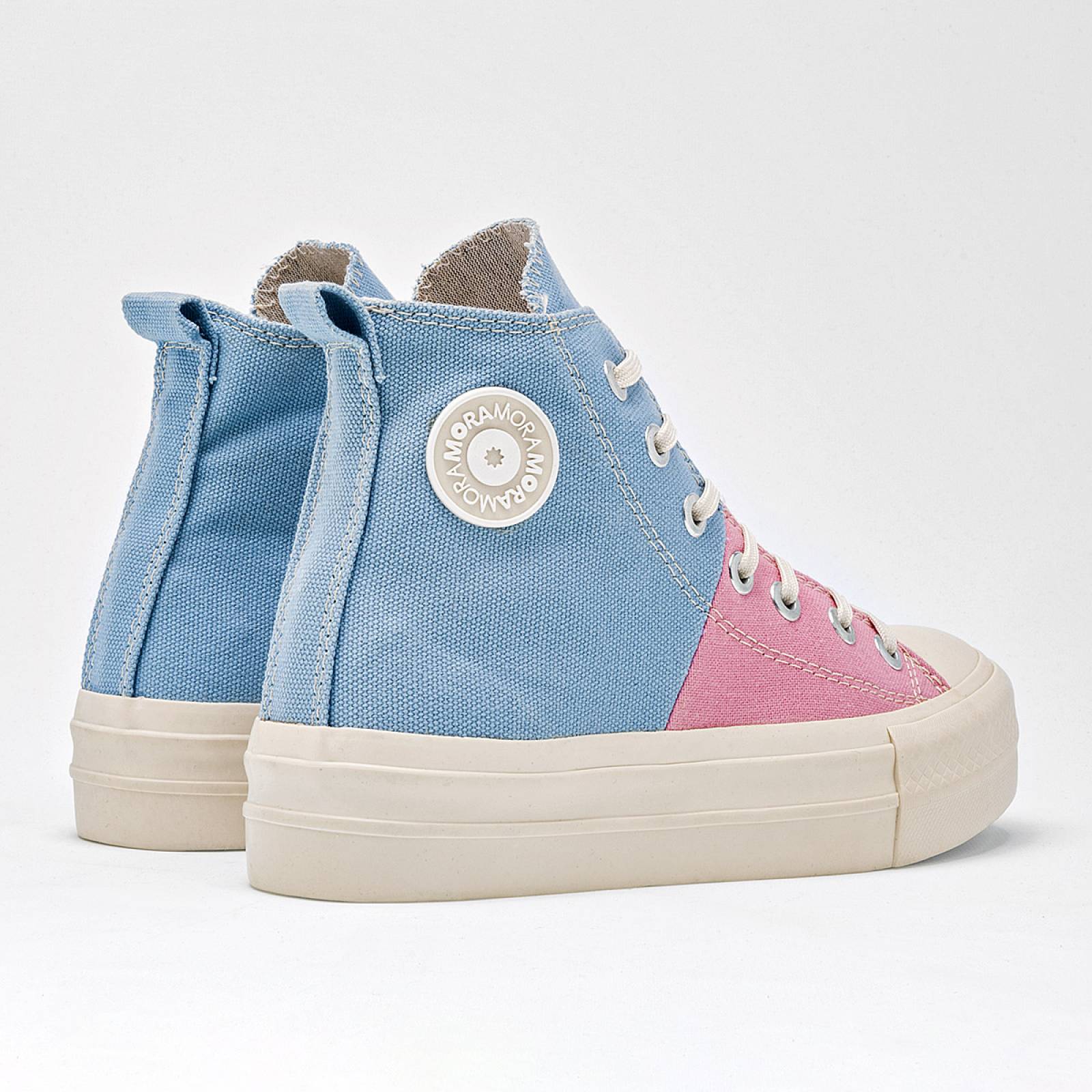 Moramora Tenis urbano para mujer azul rosa Codigo 125507E