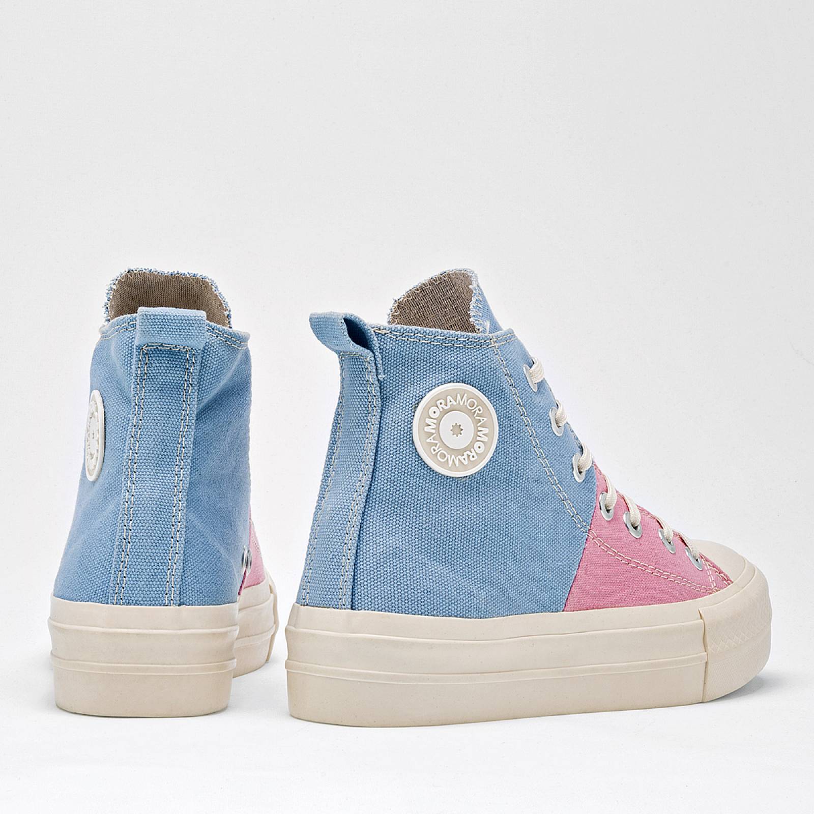 Moramora Tenis urbano para mujer azul rosa Codigo 125507E