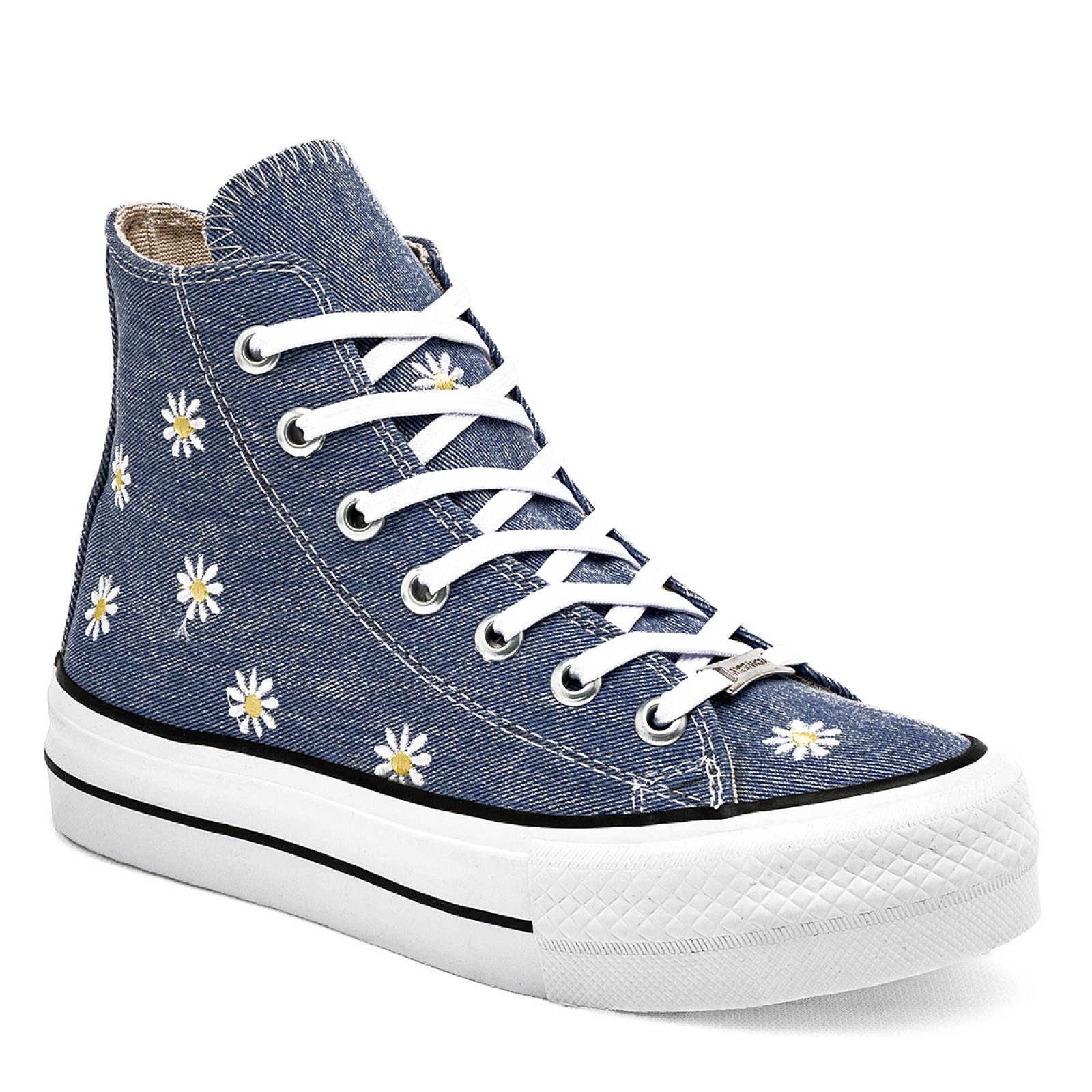 Moramora Tenis urbano para mujer azul blanco amraillo Codigo 124670E