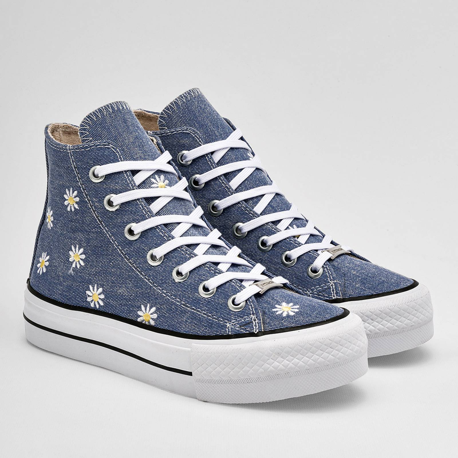 Moramora Tenis urbano para mujer azul blanco amraillo Codigo 124670E