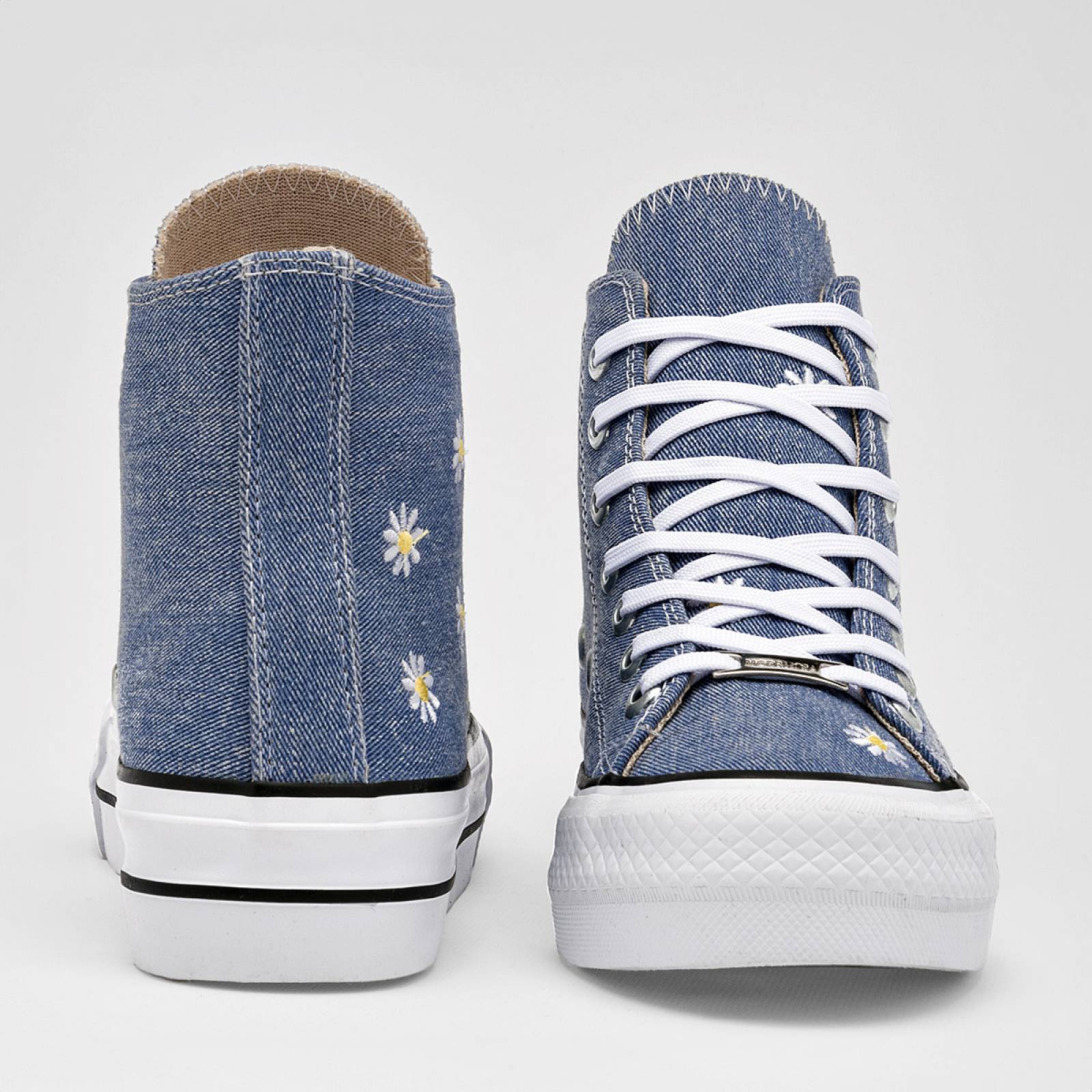 Moramora Tenis urbano para mujer azul blanco amraillo Codigo 124670E