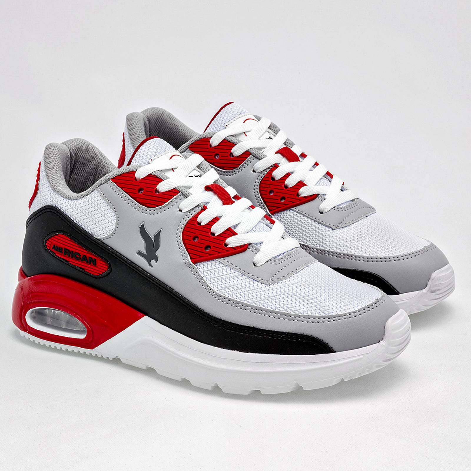 American Fire Tenis deportivo para hombre negro gris rojo Codigo 124712F