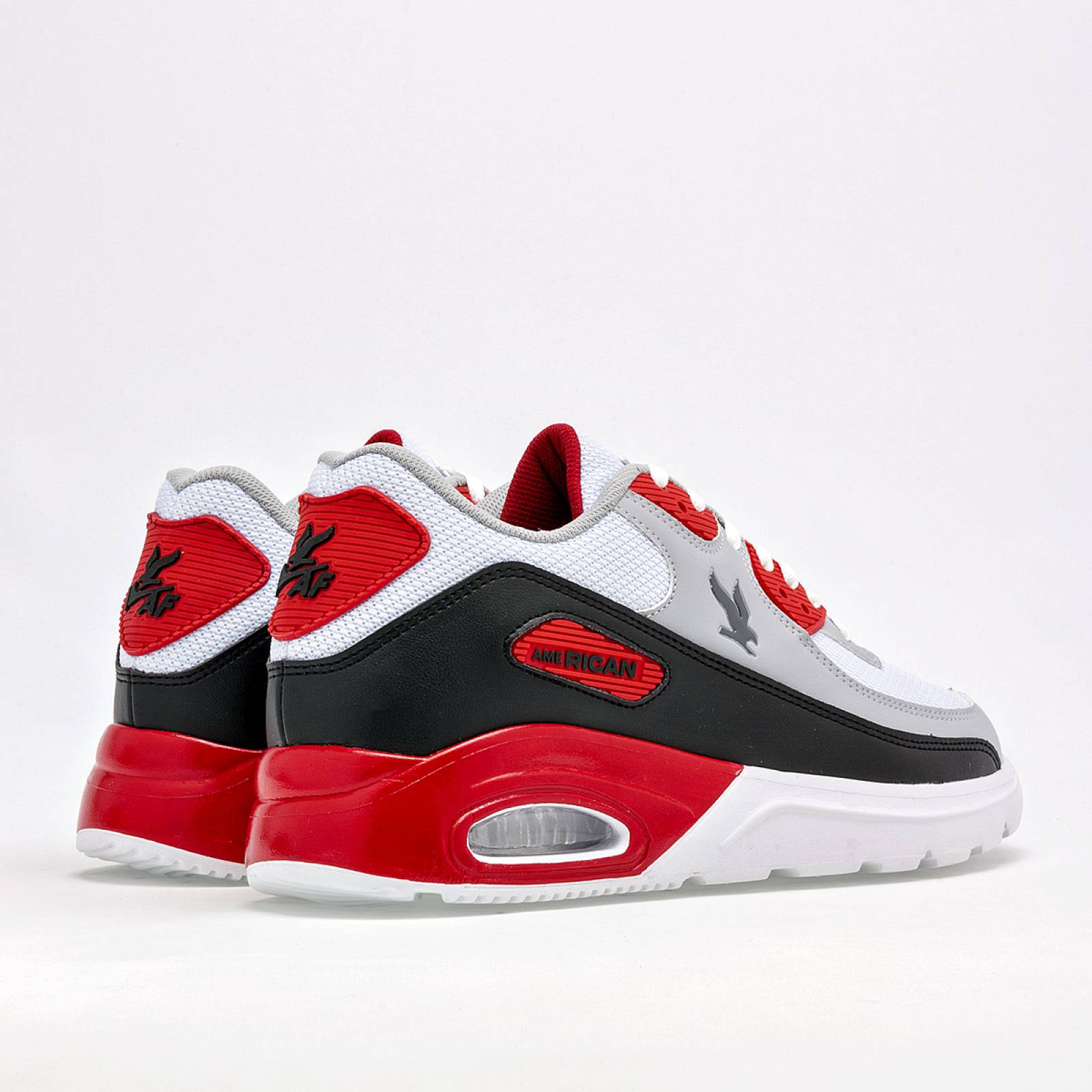 American Fire Tenis deportivo para hombre negro gris rojo Codigo 124712F