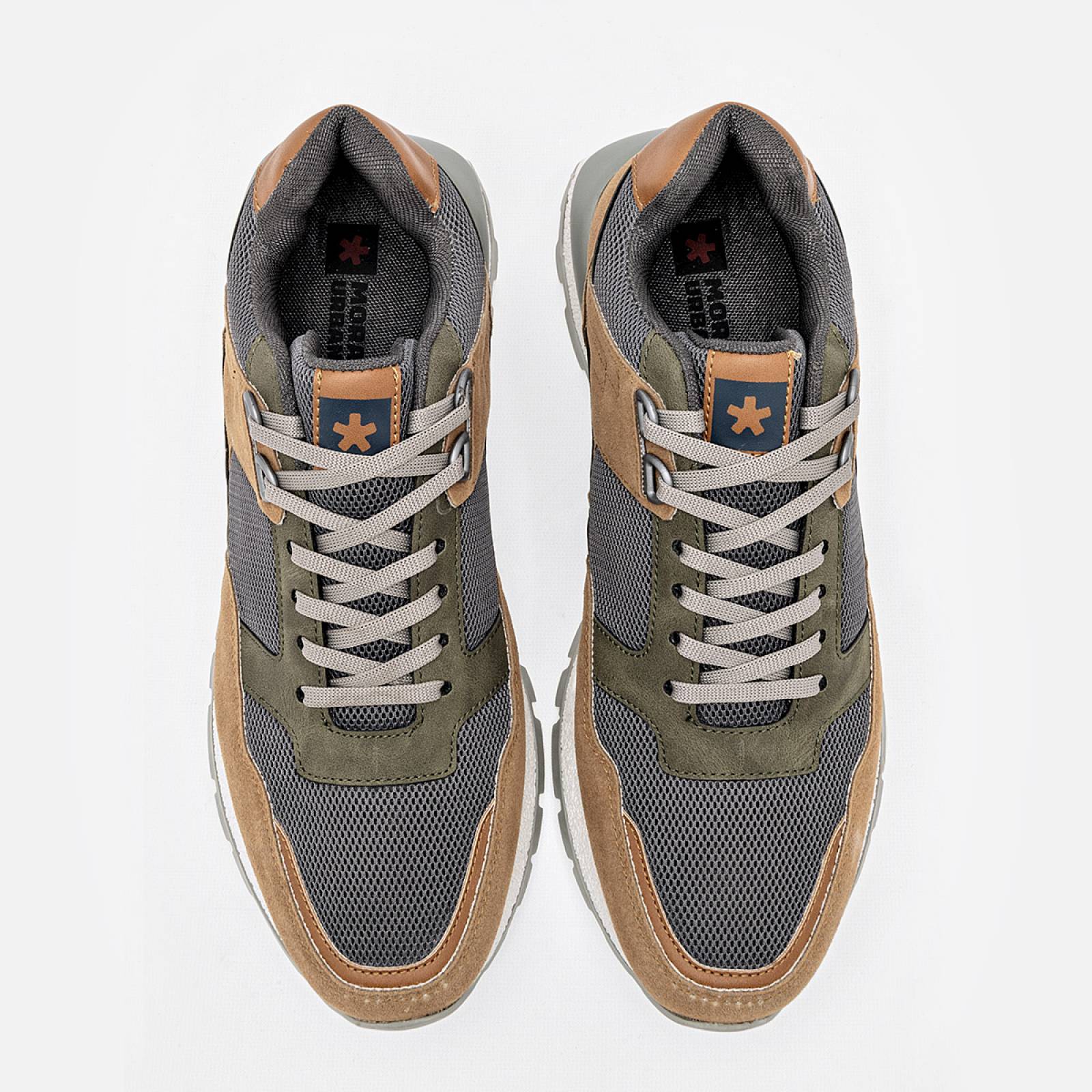 Mora Urban Tenis urbano para hombre gris camel olivo Codigo 126368F