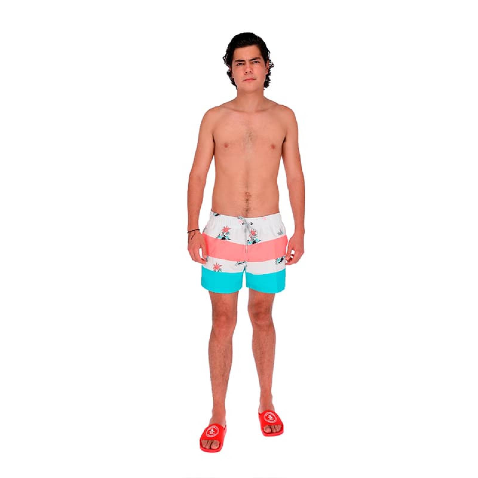 Traje De Baño Wave Motion Tropical Blanco Para Hombre