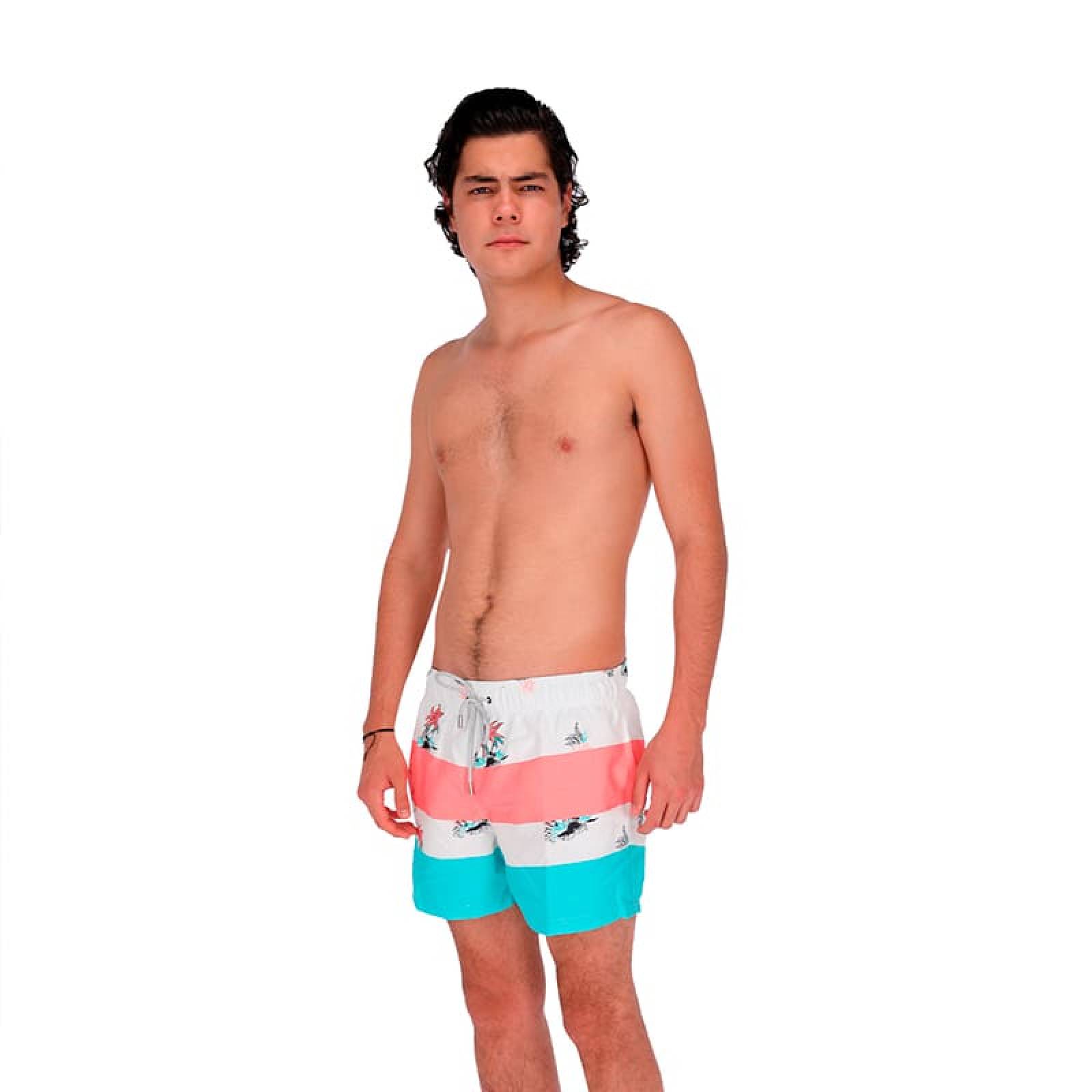 Traje De Baño Wave Motion Tropical Blanco Para Hombre
